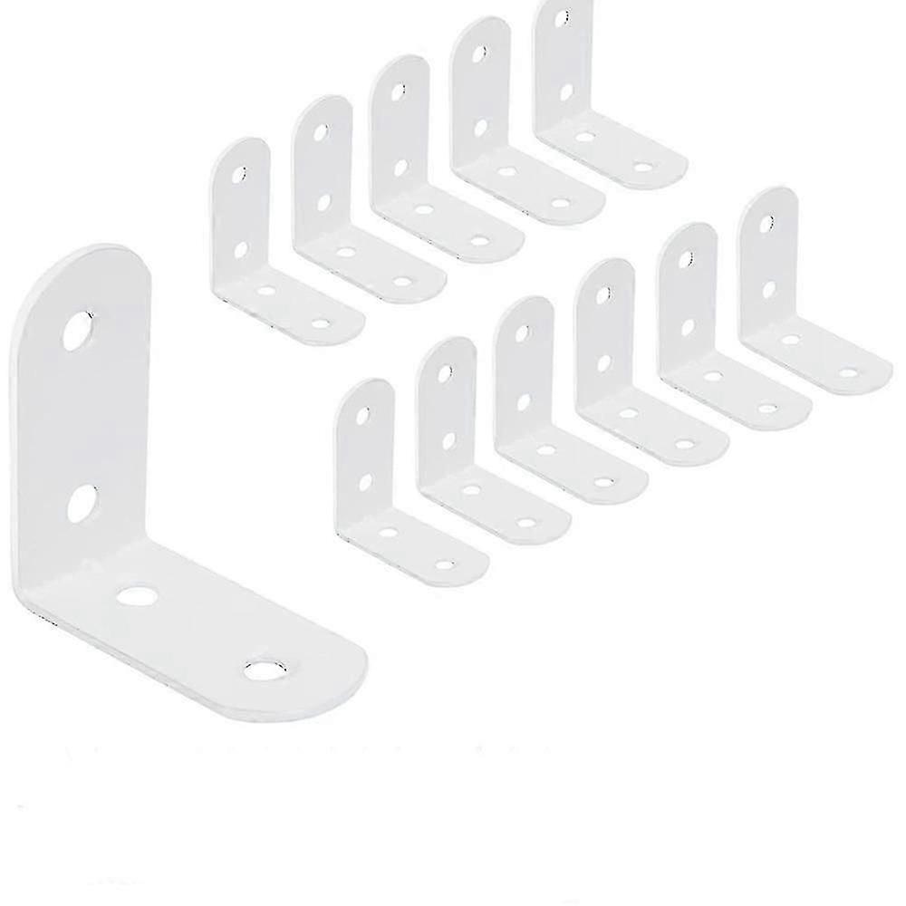مجموعة من 12 دعامة زاوية من الفولاذ المقاوم للصدأ مقاس 40 × 40 مم لتثبيت الأثاث الخشبي باللون الأبيض