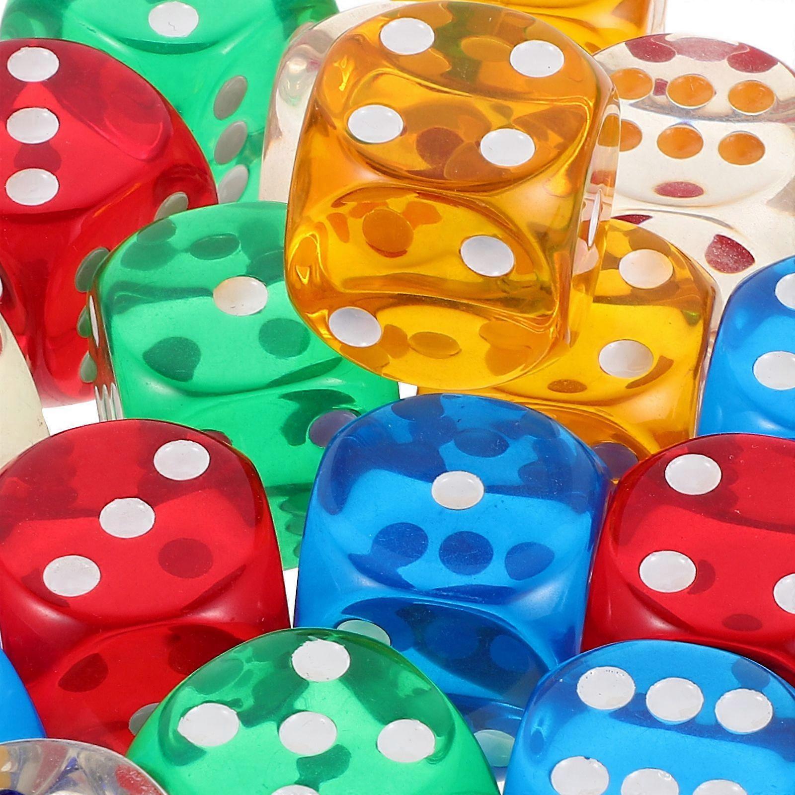 20pcs Translucent Colorful Rounded Corner Game Dice - 25mm Acrylic 6 Sided Dotted Dice Set For Board Games Classroom Teaching Math Learning Halloween 