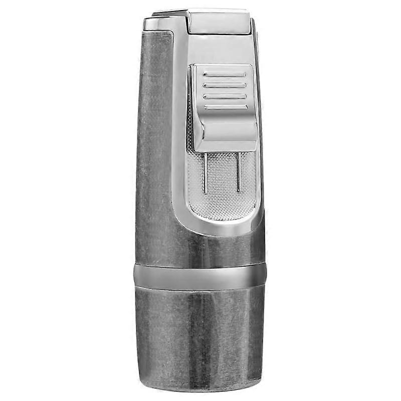 Direct ThreeJet Torch Lighter, Gas Hole Flame Valve, OneButton Ignition, Outdoor Use, Fuel Not Included, Silver
