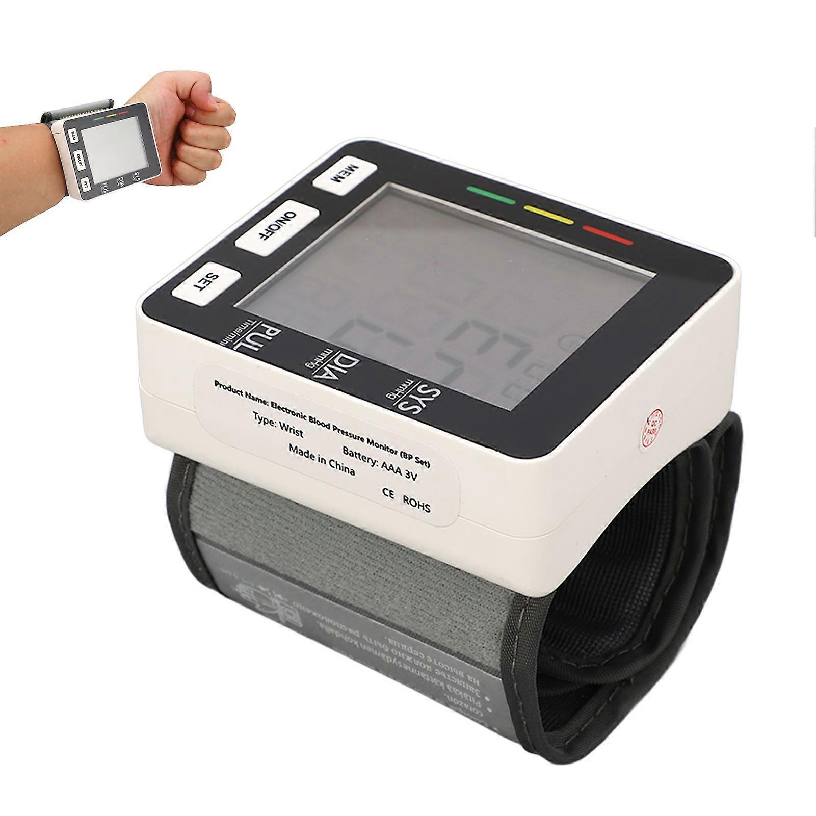 Wrist Blood Pressure Monitor Portable Smart Digital Automatic BP Monitor with Large LED Screen for Home 