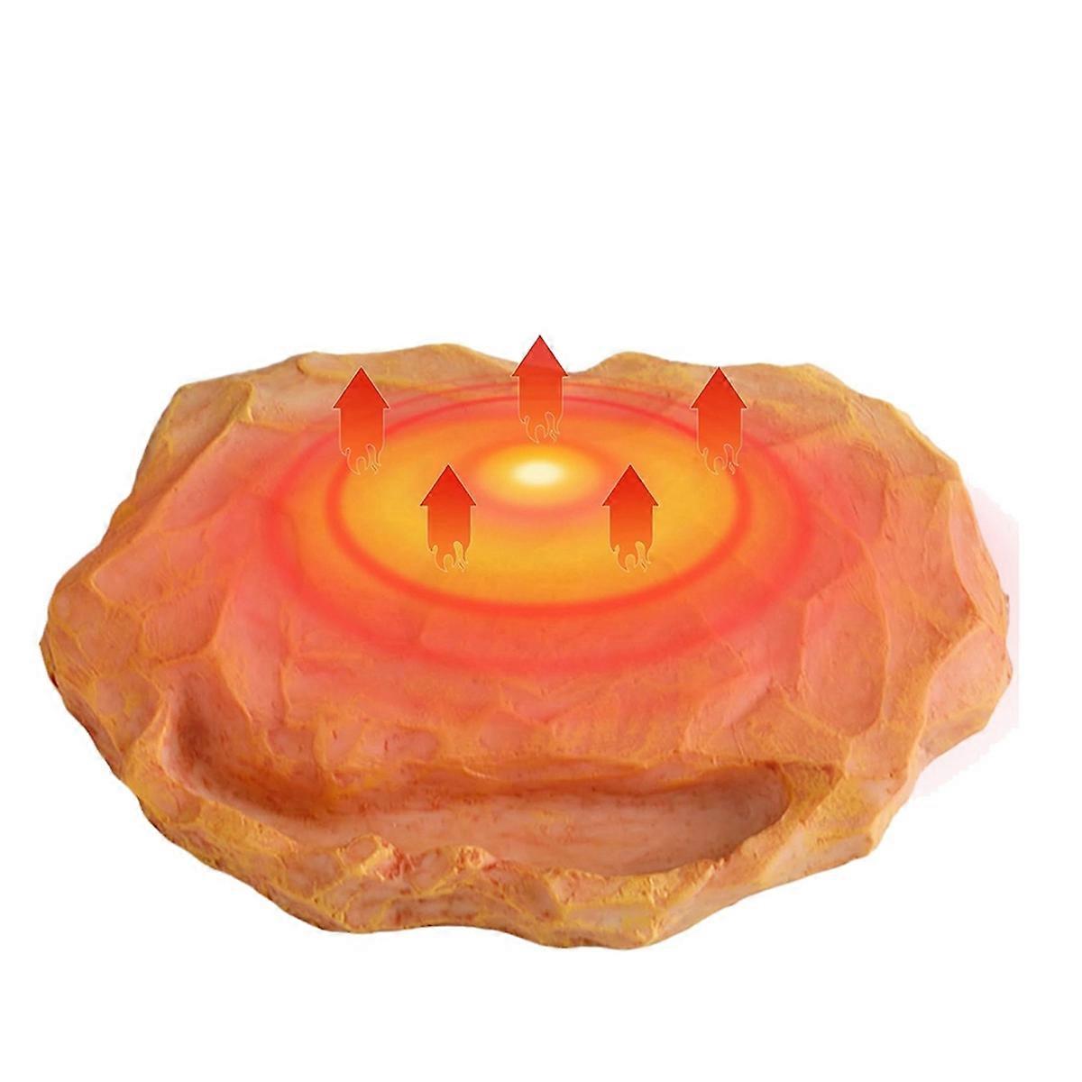 Reptile Heat Rock with Feeding Trough Heat Rock for Bearded Dragon Temperature Adjustment Heat Rocks EU Plug
