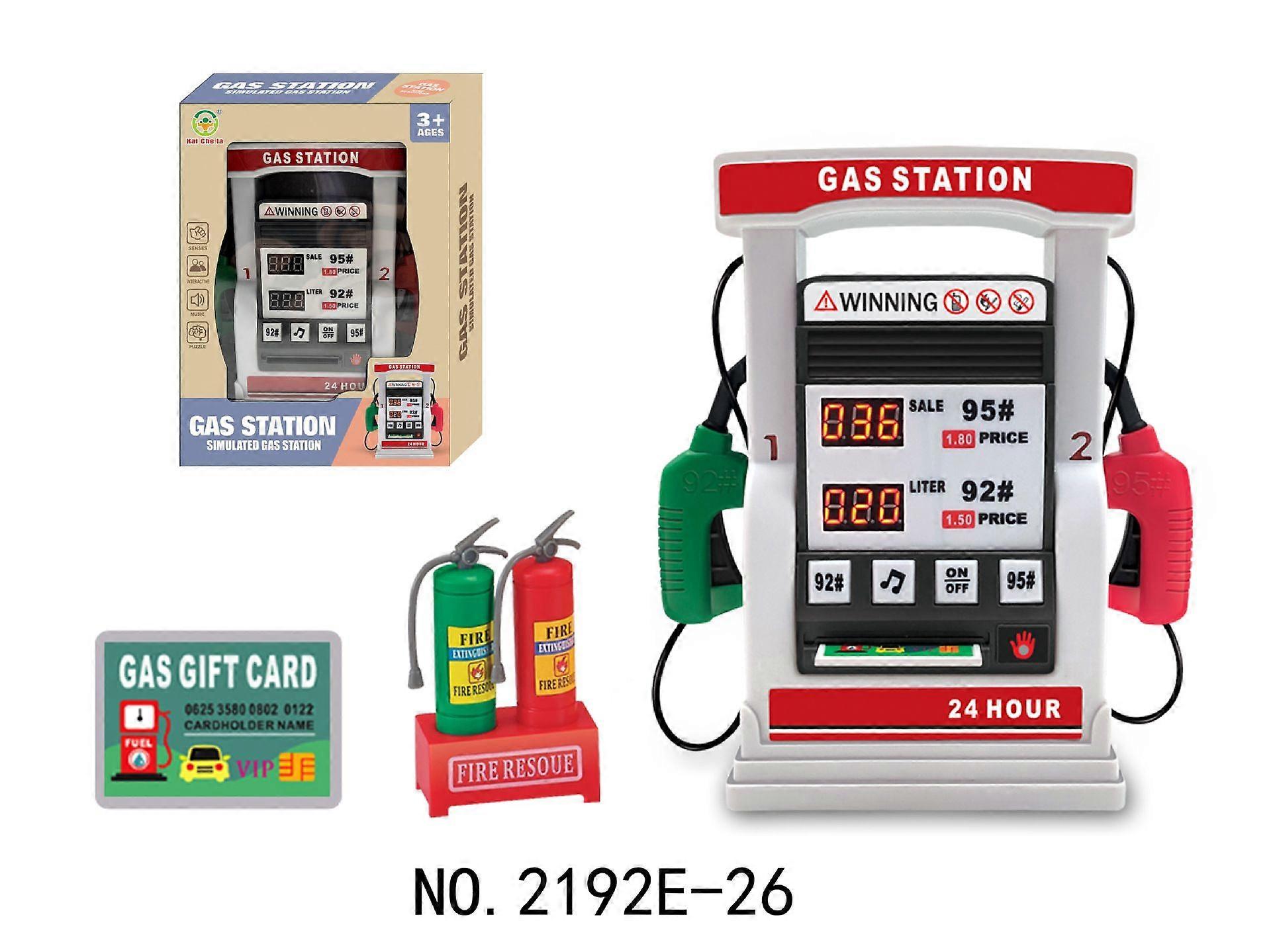 Barnens multifunktionella bensinstation för bilar med röstmeddelanden och intelligent räkning - Legeringsbilleksak för pojkar (gråvit bensinstation 2192E-26 Engl)
