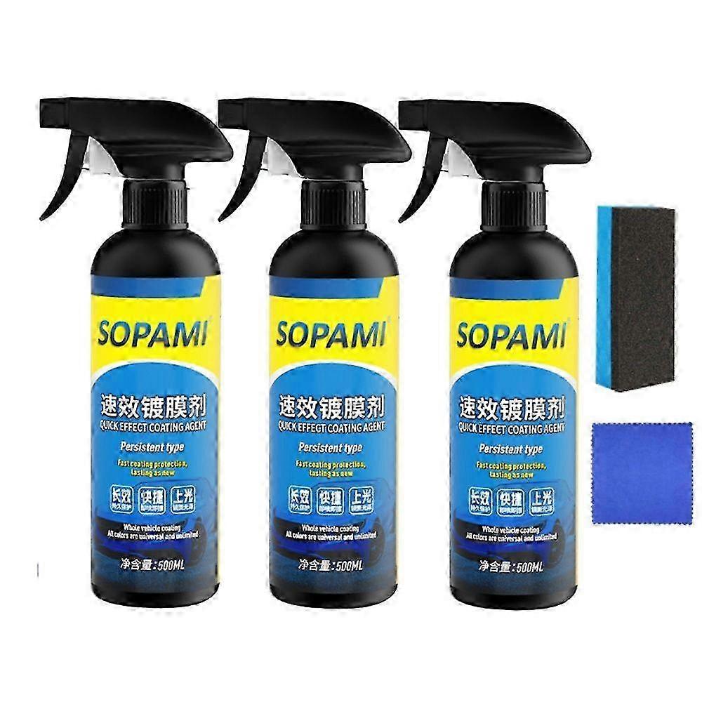 1-3set Sopami Car Coating Spray, 3 in 1 Multi-functional Quick Effect Quick Car Wax Polish For Car And Motorcycle