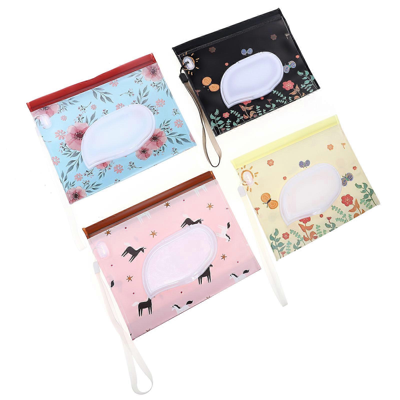 Assorted Color Eva Wet Tissue Case for Storage Use 4Pcs Portable Wipe Container