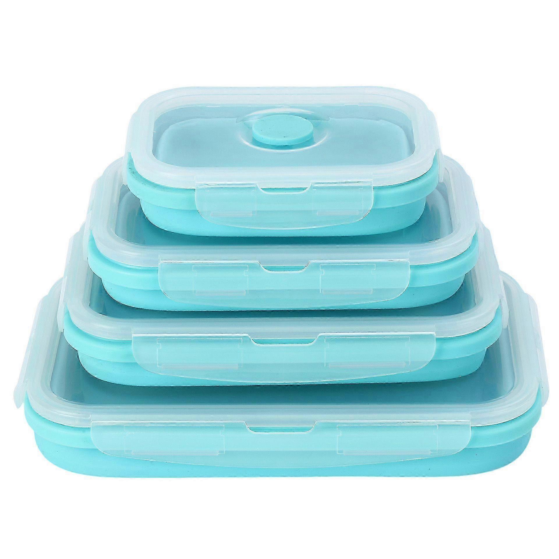 Set Of 4 Collapsible Silicone Food Storage Container With Bpa Free