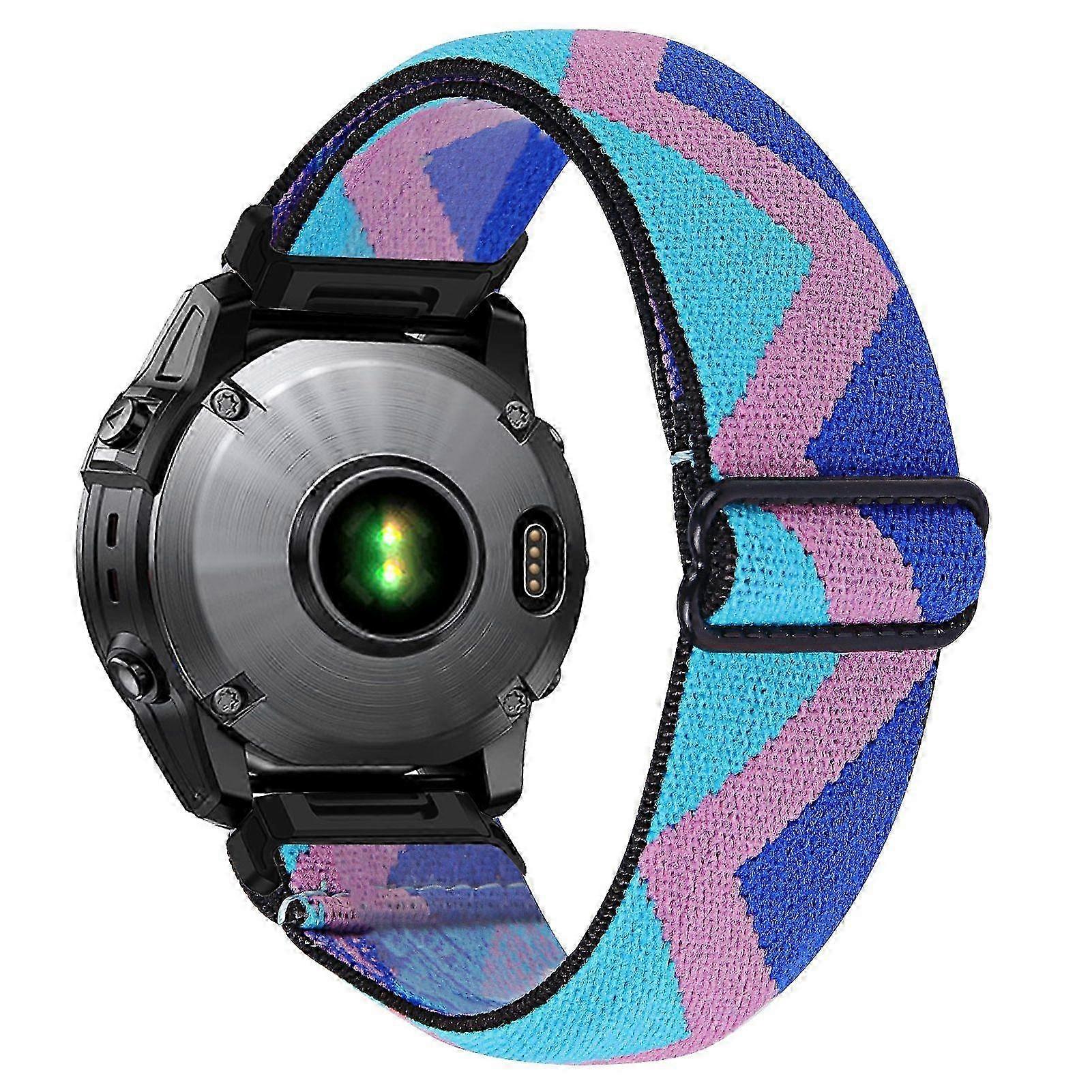 Watch Band For Garmin Fenix 7s/ 7s Pro/ 6s , Pattern Design Nylon Elastic Strap With Black Connector