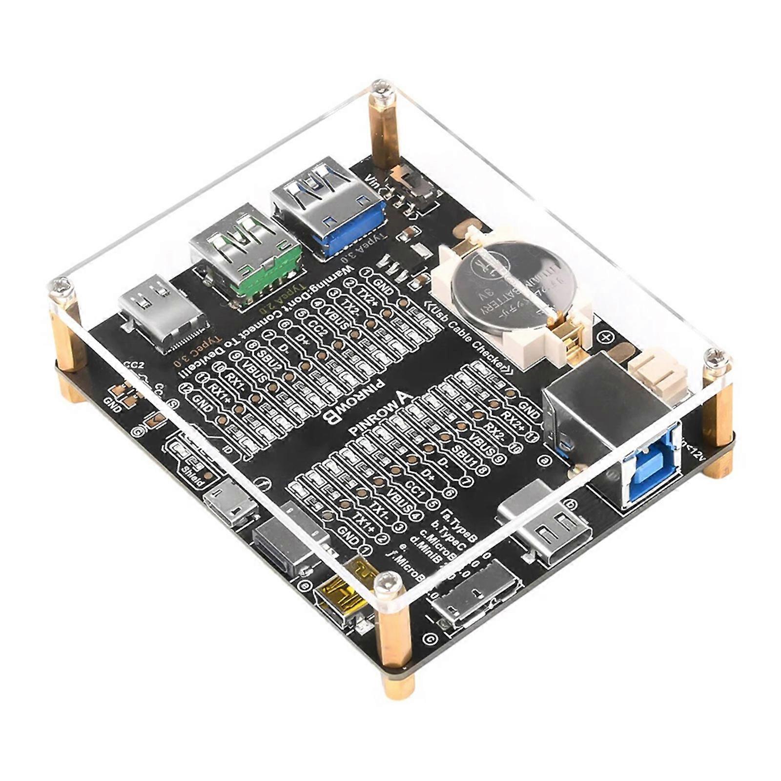 Cable Testing Board For USB 2.0 USB3.0 Type C Connectors 24 LED Indicators Display Pin Functionality Double Power Supply Multicolor
