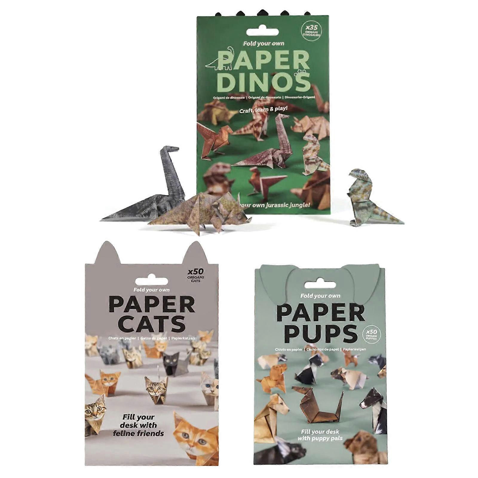 Foldable Paper Cats Dogs Dinosaurs Craft Activity Kits Multi Sheets For Creative Fun Home Decors And Relaxation Projects Multicolor