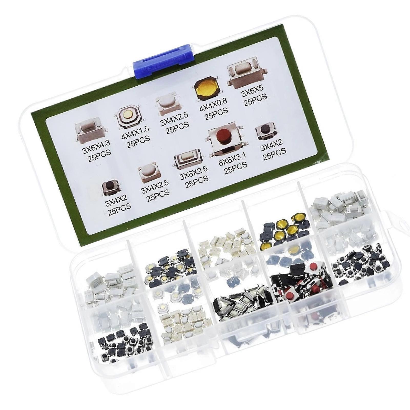 Multiple 250PCS Push Button Switches Strong Metal Contacts Tactile Momentary Switches For Appliance Control Boards Multicolor