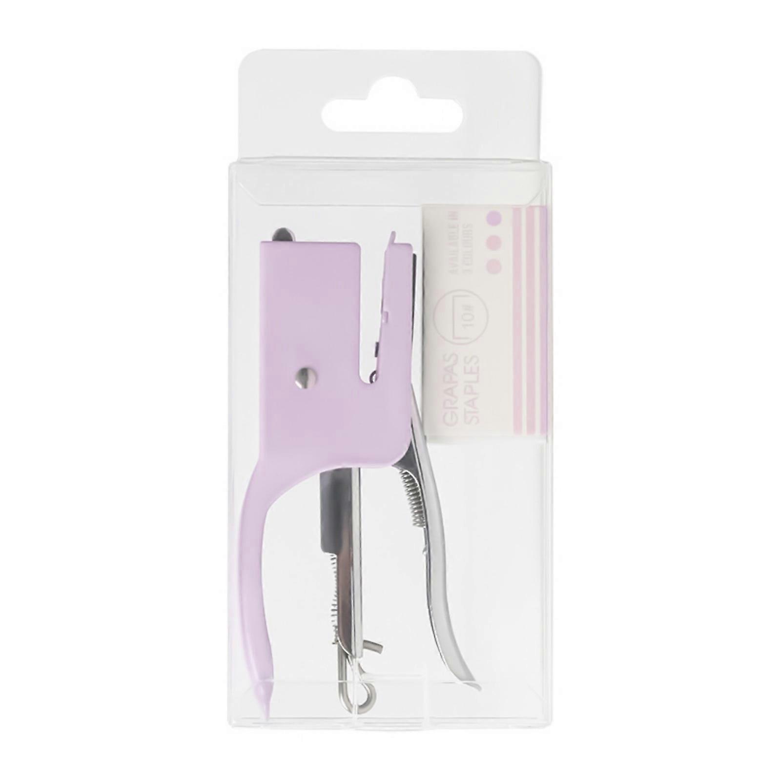 Portable Macaron Color Office Stapler Ergonomic Design Effortlessly Binds Multiple Sheets  Purple