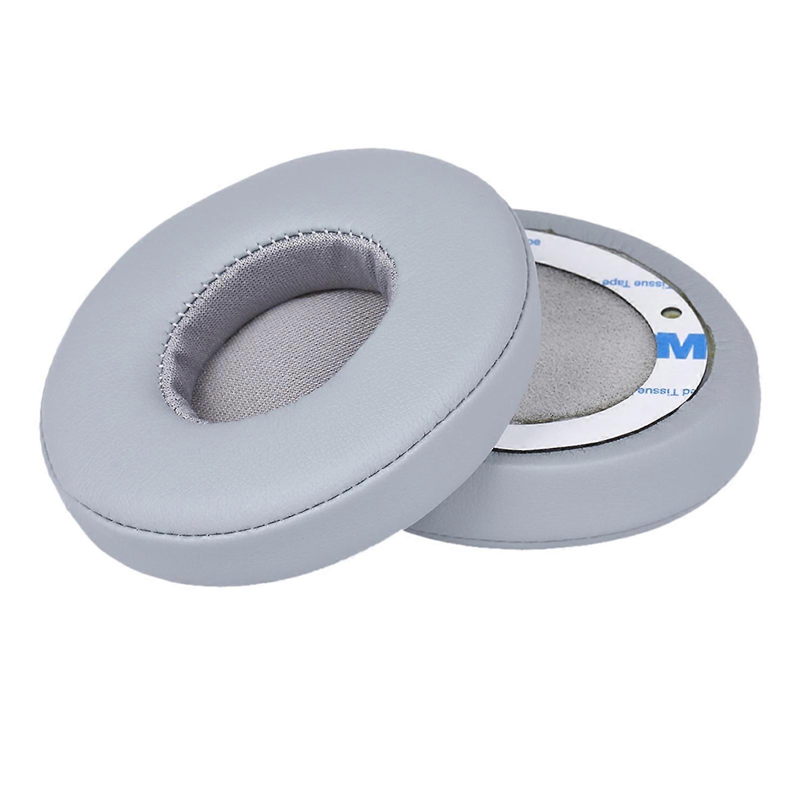 2Pcs Replacement Earpads for compatible with Beats Solo 2/3 Wireless, Memory Foam Cushions with Softer Leather, Grey