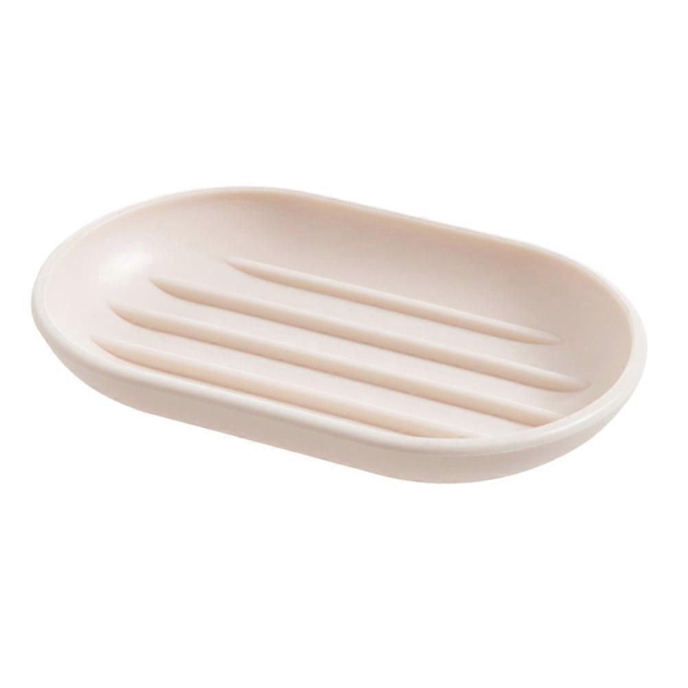 Practical Creative Oval Soap Dishes Soap Box with PP Material Bathroom Plastic Soap Holder (Beige)