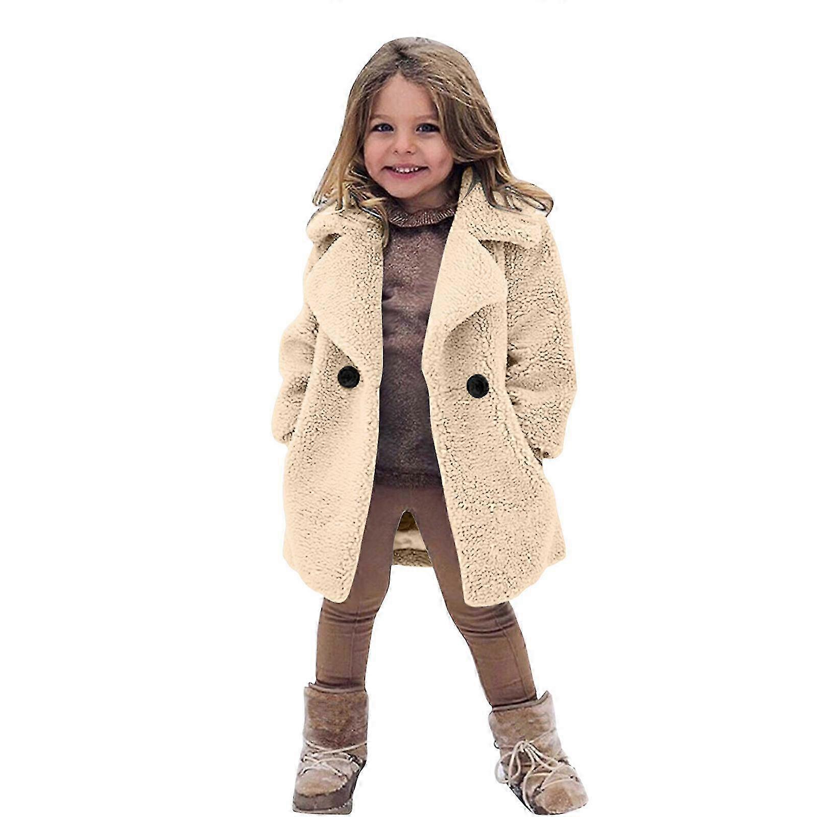 Soft Faux Fur Jacket for Toddler Girls Winter Coat with Button Closure