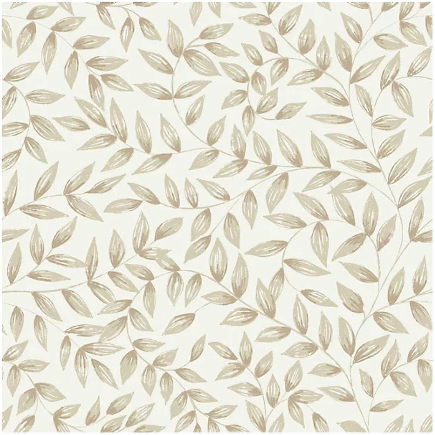 Grandeco Jessy Inia Beige Leaf Wallpaper