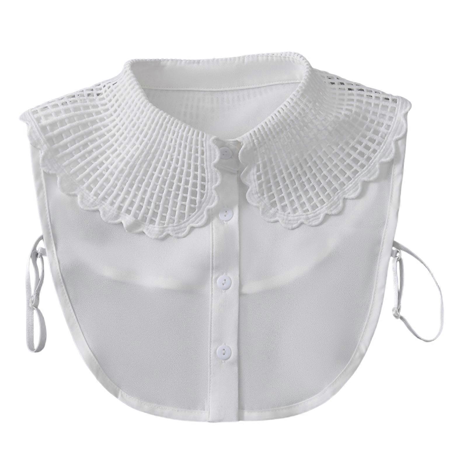 Multipurpose Faux Collar With Breathable Ruffle Shoulder Lace Collar Fashion Neckpiece Ideal For Daily Use Event  White