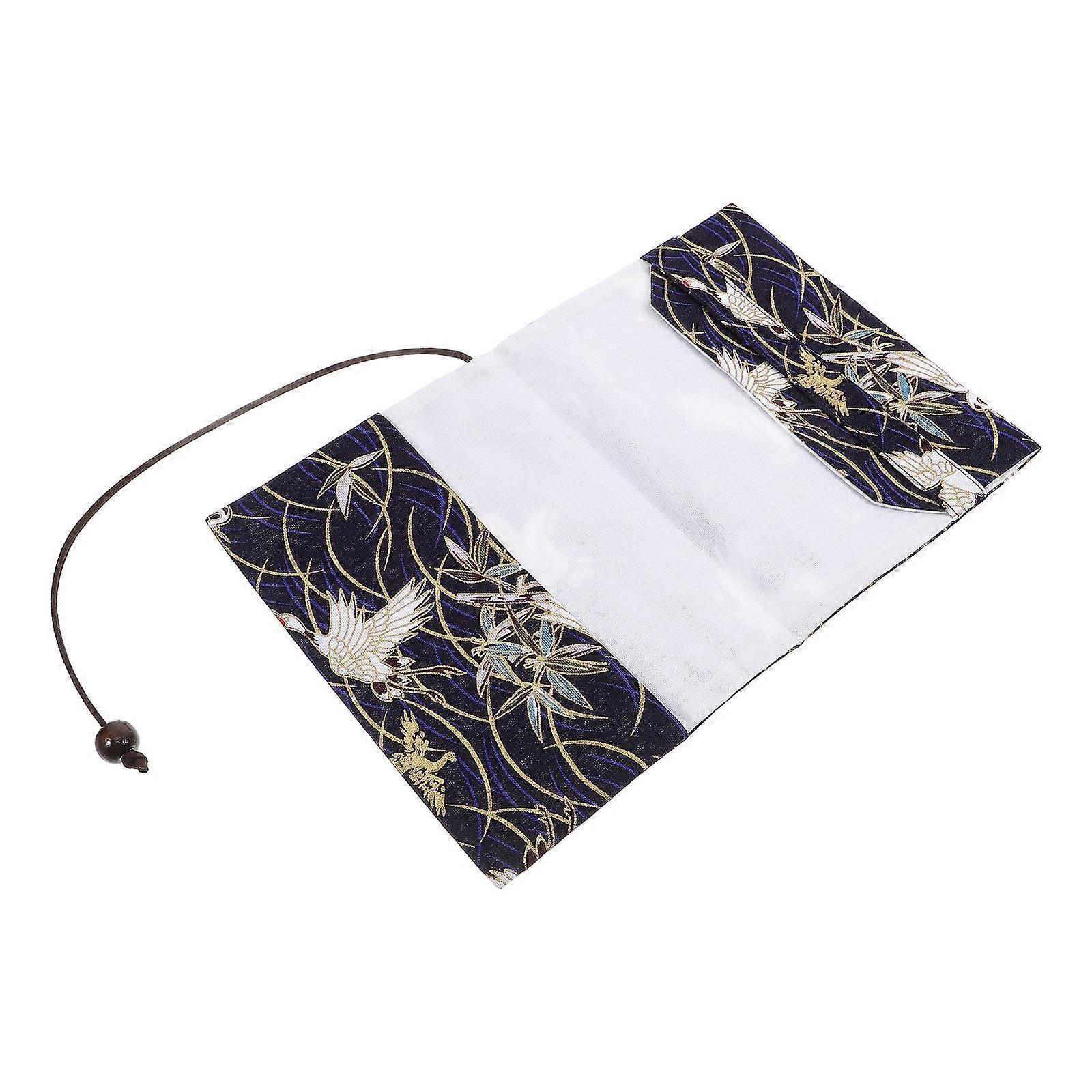 Protective Fabric Book Cover Washable Sleeve Decorative Navy