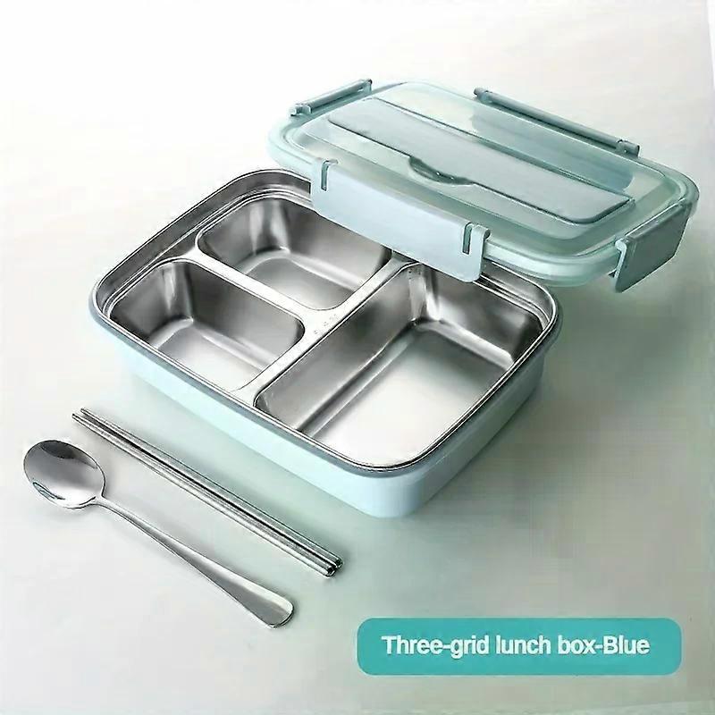 Leak-Proof Stainless Steel Lunch Box with 3 Compartments - Durable Easy-Clean Bento Container for Students & Office Workers