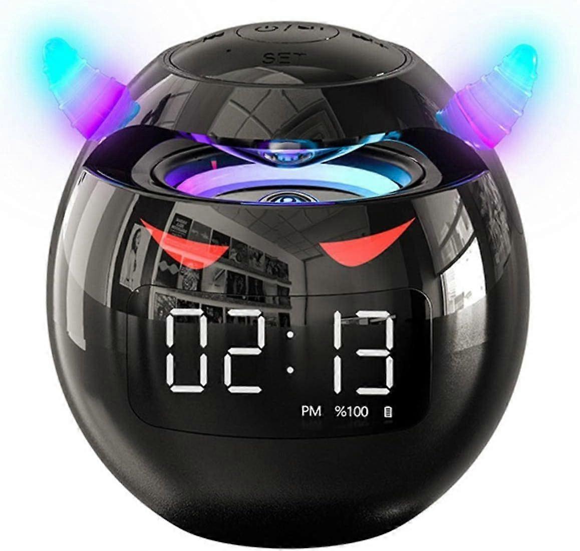 Little Devil Bluetooth Speaker Clock Alarm Clock Audio Mini Subwoofer Card-Inserting