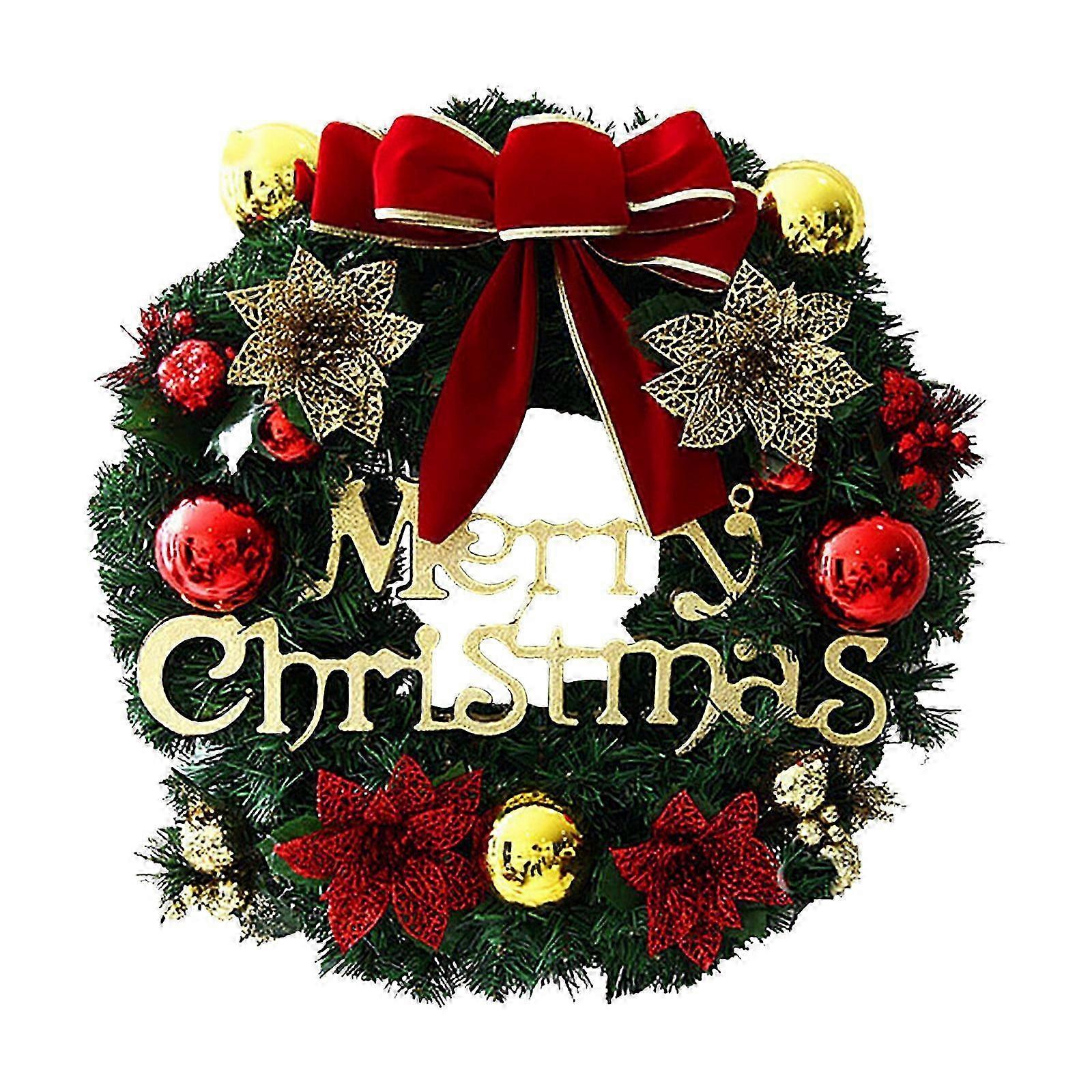 Holiday Wreath for Front Door Decorations with Timed Lighting Function