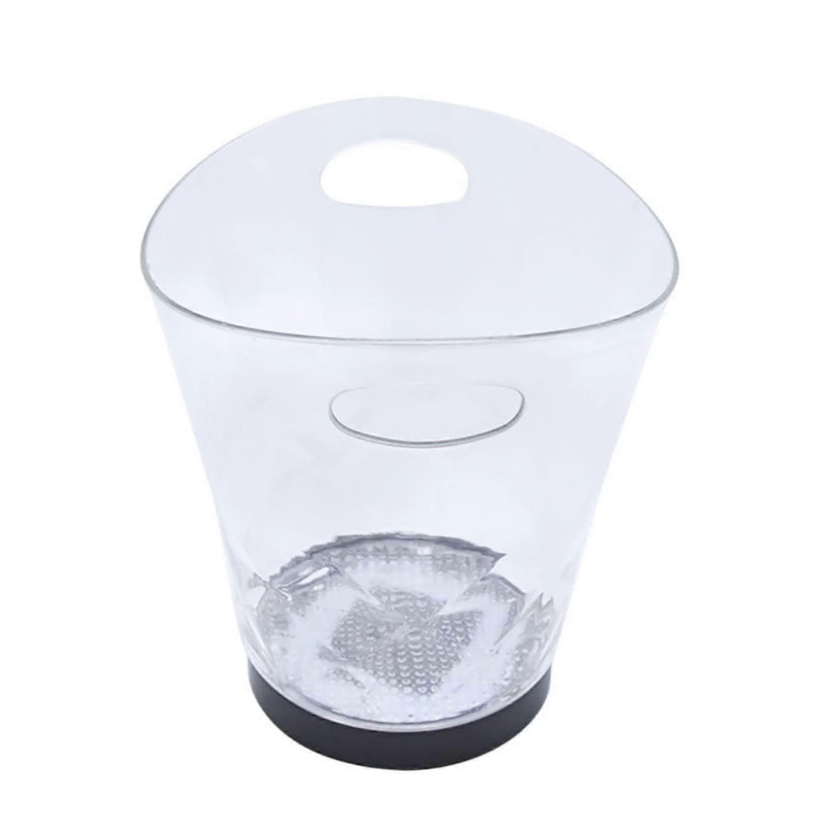 Ice Bucket 5L Colorful LED Luminous Round Plastic Champagne Beer Wine Cooler for Parties Bar Home