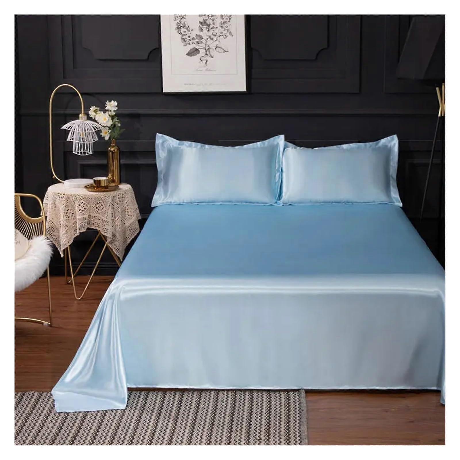 Satin Silk Bed Sheet Set 180x230cm Luxurious Soft Bedding for Single and Double Bed