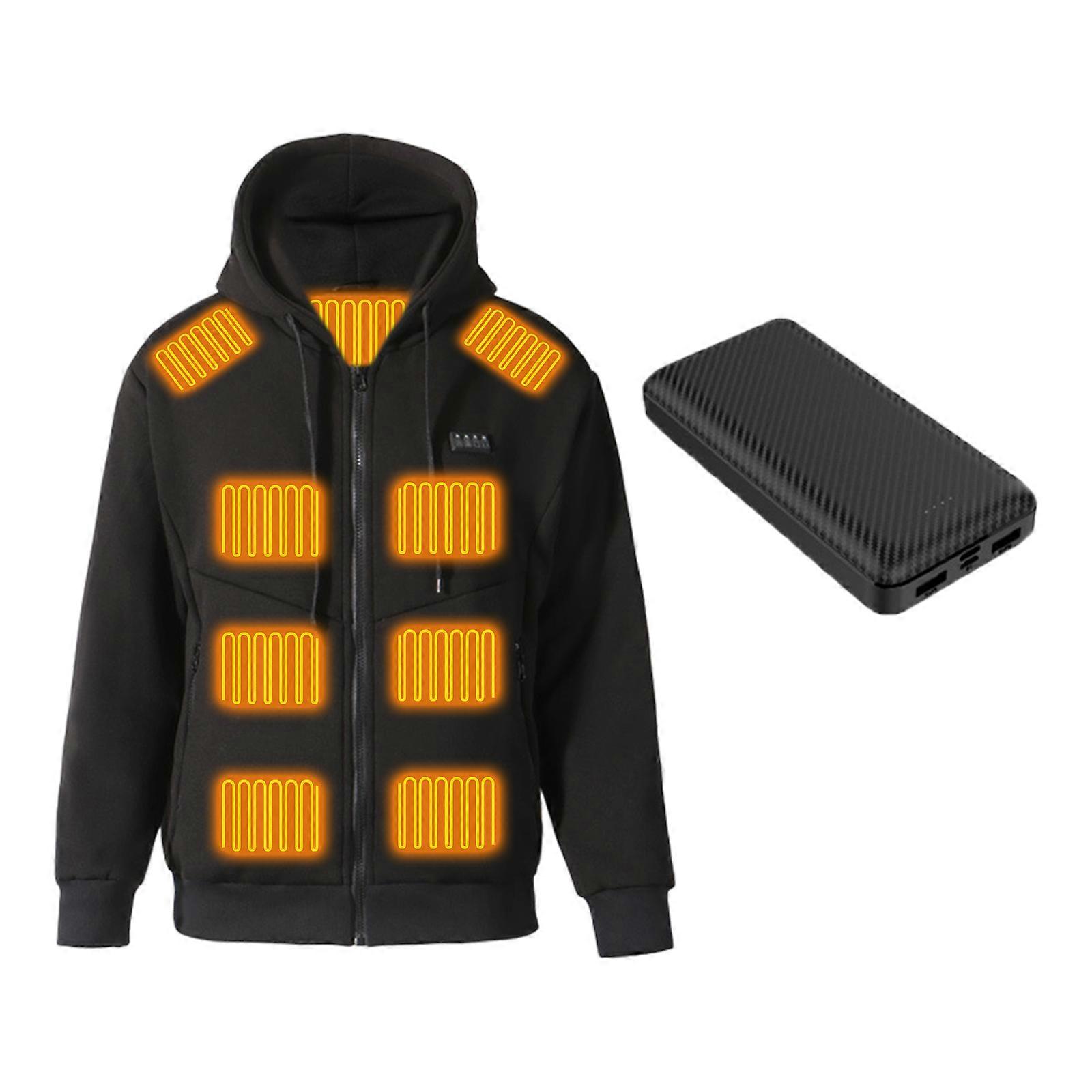 Multifunctional Long Sleeve Sweatshirts Rechargeable Heated Hoodie with 6 Heating Points and 3 Level Setting  XL