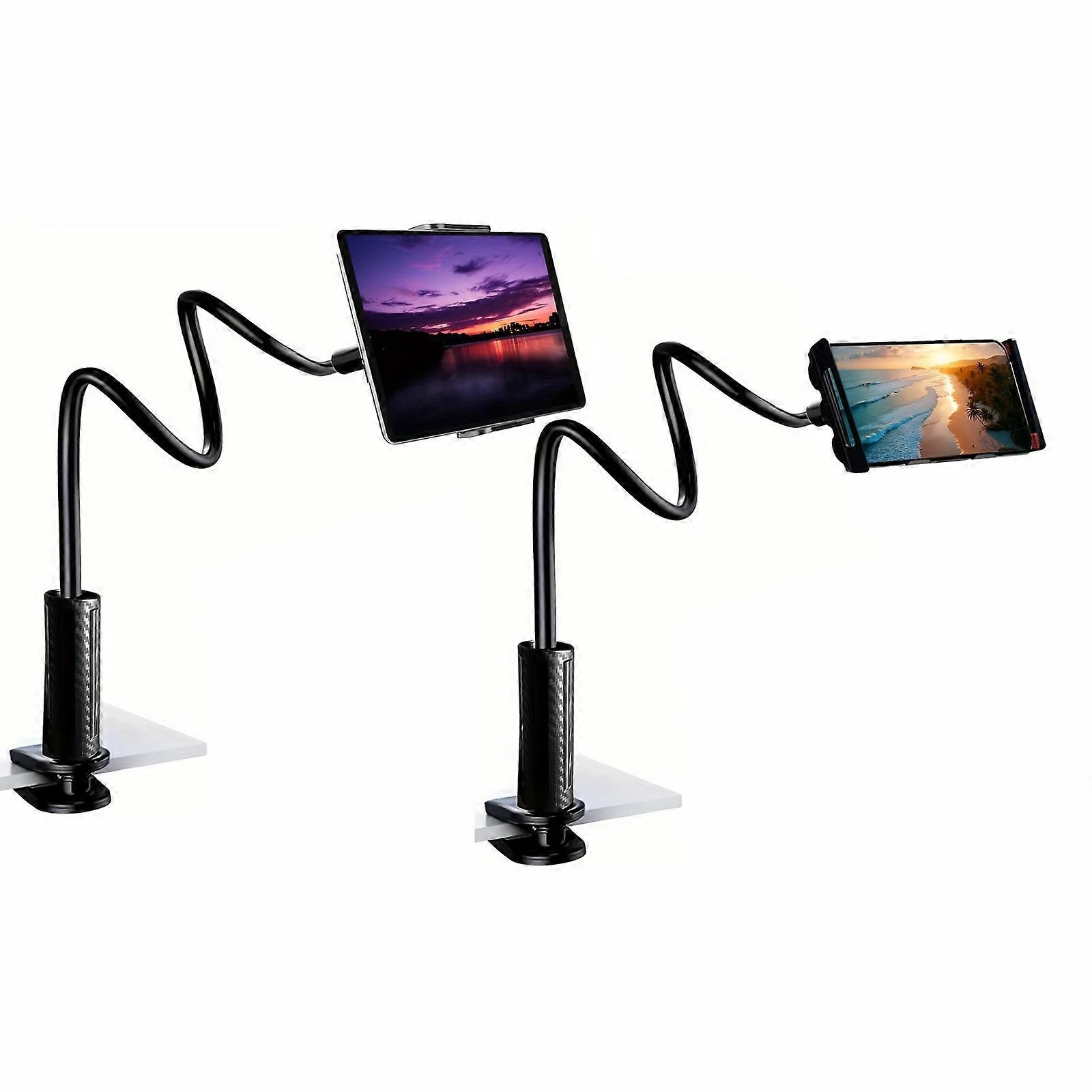 Upgraded Heavy Duty Gooseneck Bed Tablet and Phone Holder 3D Rotating Long Arm Stand for iPad and Smartphones Ideal for Online Classes and Streaming
