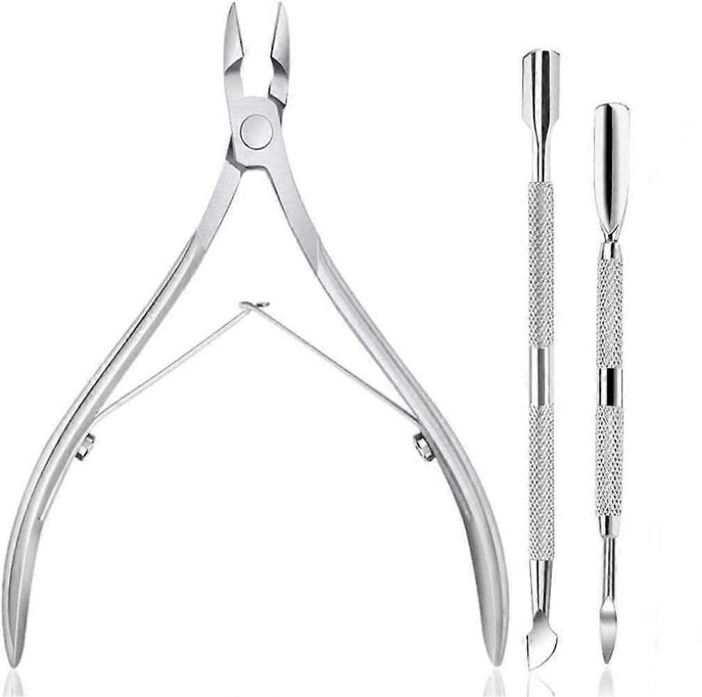 Cuticle Nipper and Trimmer Set with Pusher, Stainless Steel Professional Manicure Pedicure Tools