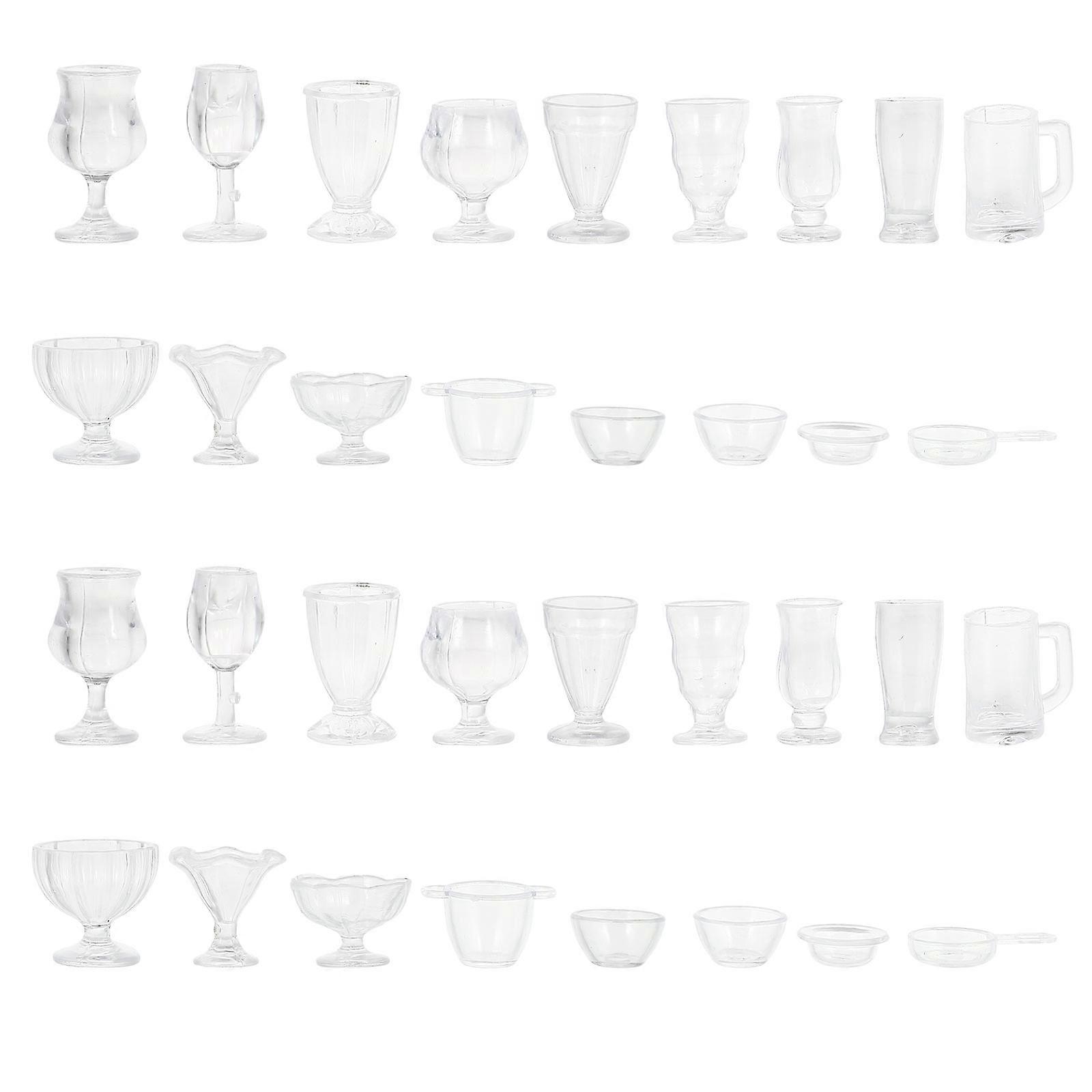 34pcs 1/17 Scale Mini Cups Food Container Model Simulation Cup for Mini House Decor