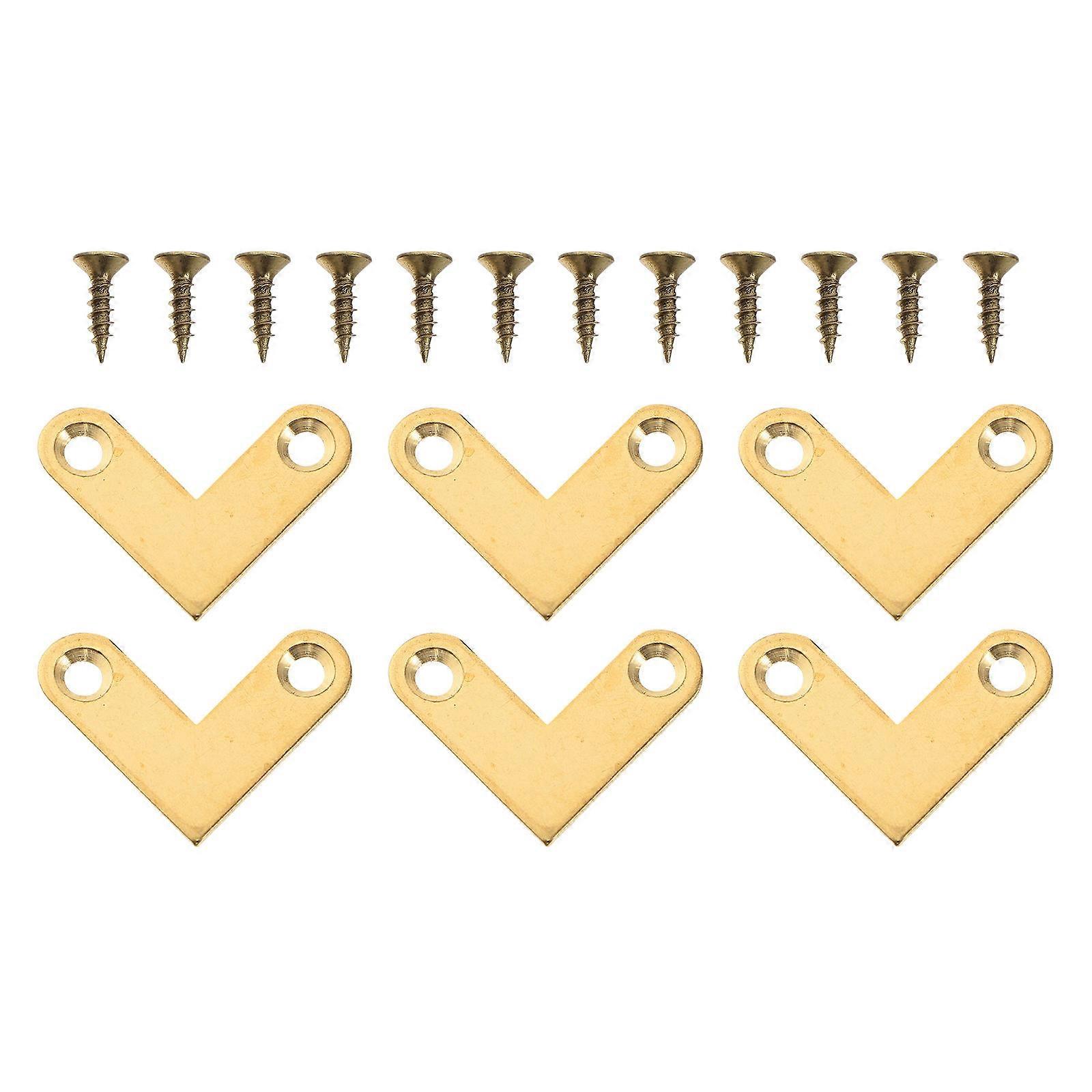 6Pcs Sturdy Right Angle Corner Brackets Brass Joint Connectors