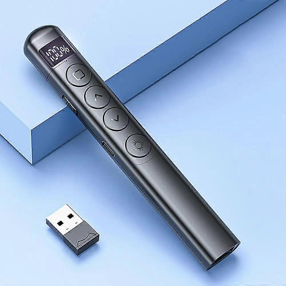 Wireless Flip-Pen Presentation Clicker 2.4GHz RF Laser Pointer PowerPoint Remote with Hyperlink Control Red Light IR Presenter