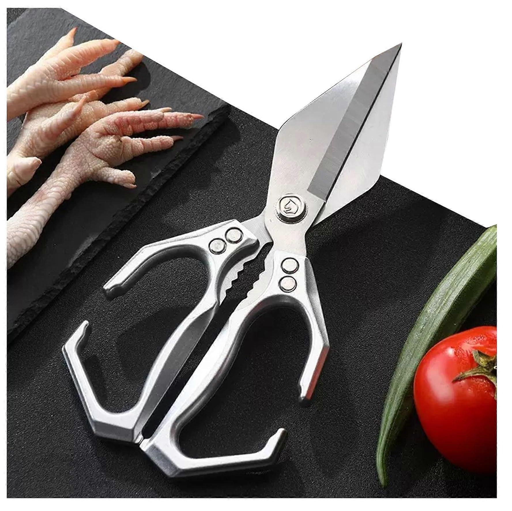 Heavy Duty Kitchen Shears Stainless Steel with Nutcracker, Bone Cutting, Seafood, NonSlip Grip