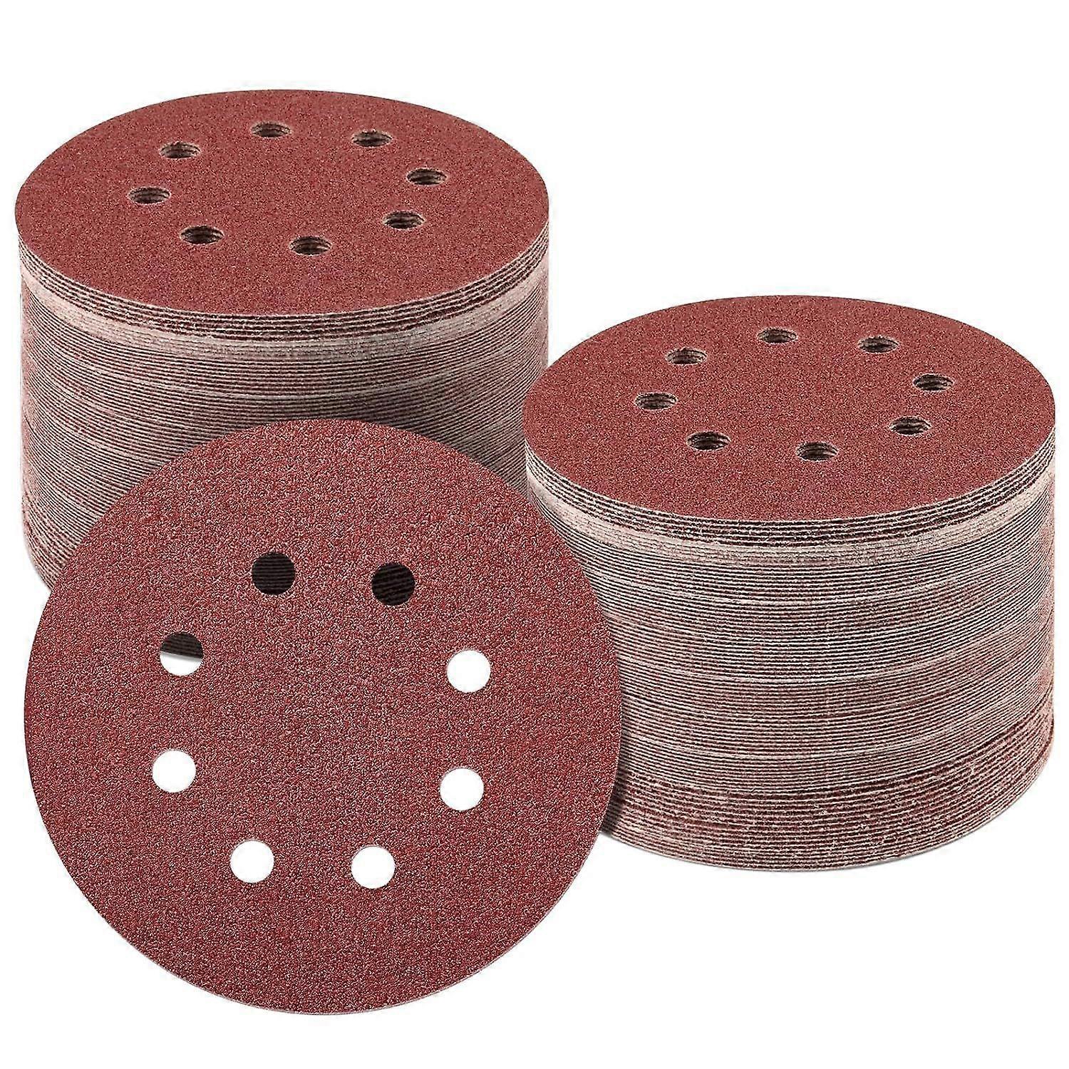 100 PCS 5 Inch Sanding Discs 150 Grit, Round Hook and Loop Sandpaper for Random Orbital Sander