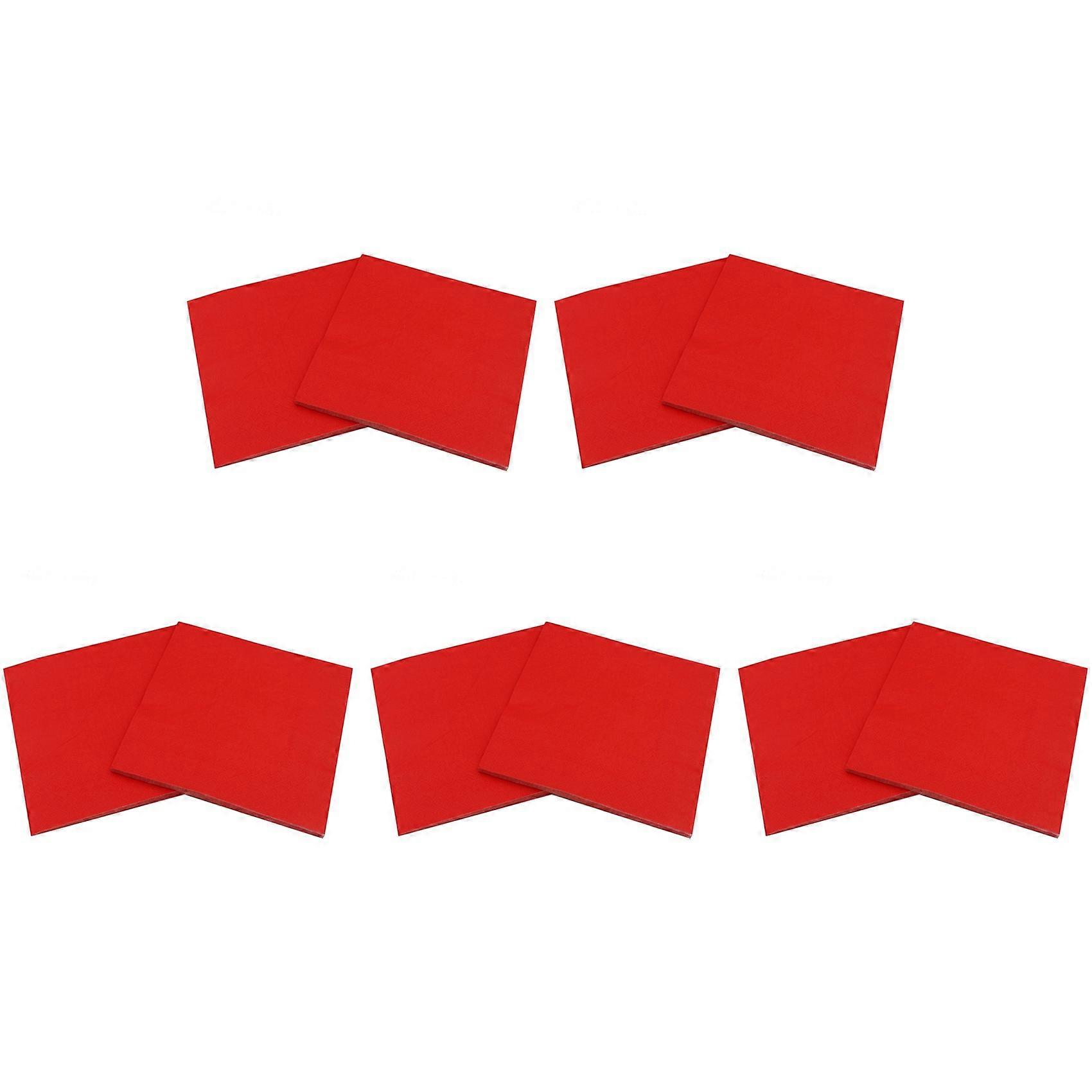 5 Pack Solid Color Printed Paper Napkin (Red)