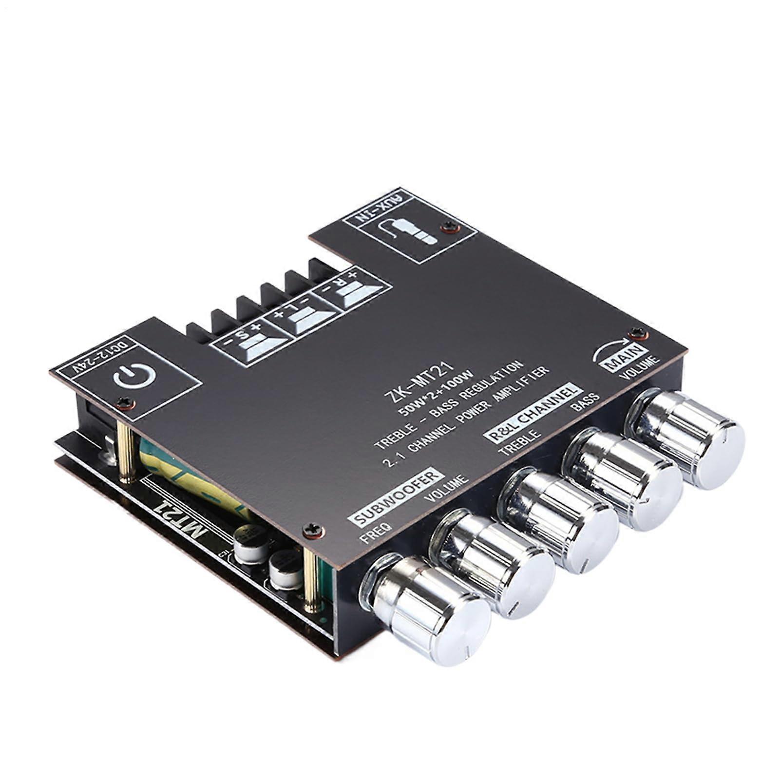 Audio Amplifier Board 2.1 Channel, 100W Subwoofer Output, AUX Input, Wireless Receiver, Store, Home Theater, 9.3x9x2.2cm