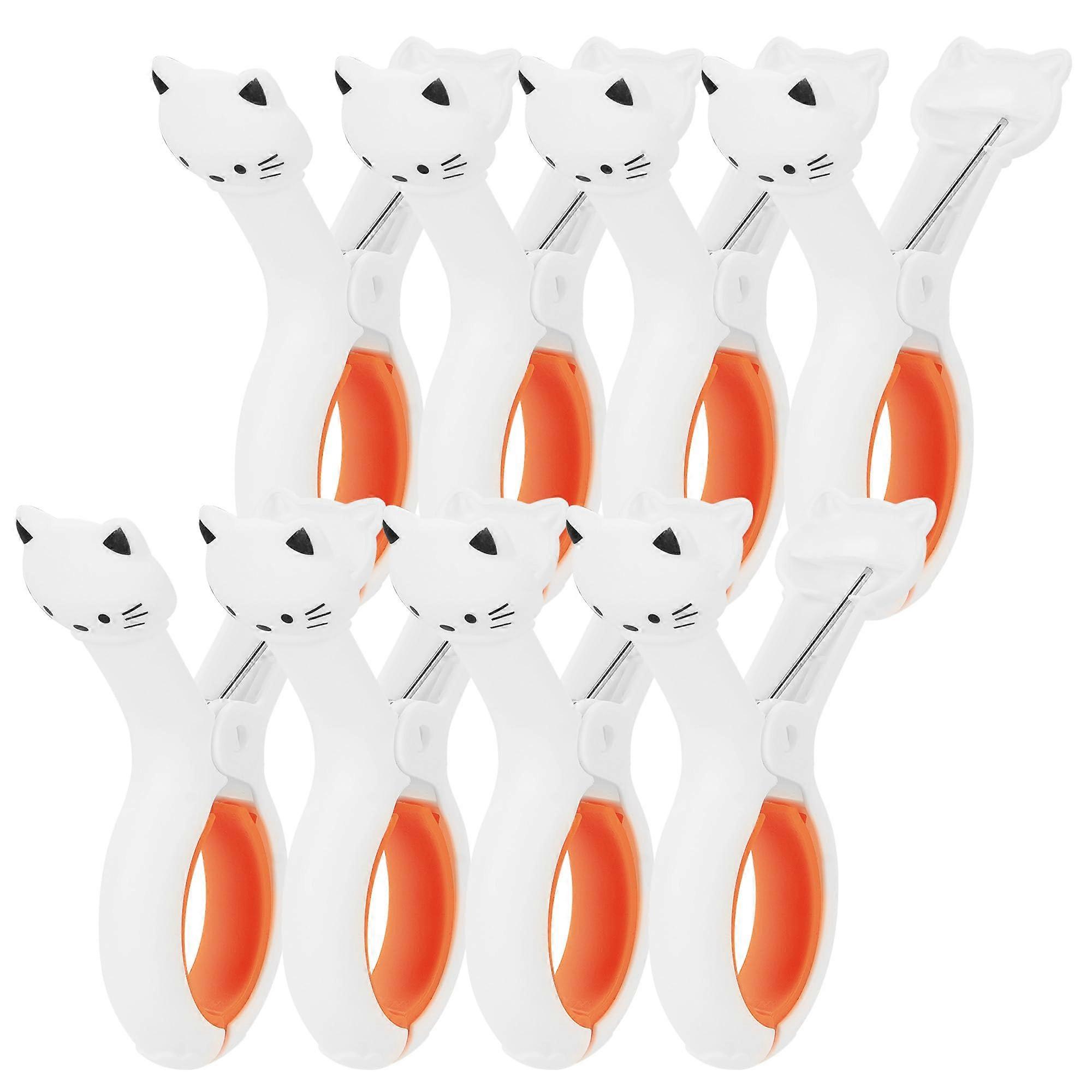 Beach Towel Clips for Chairs, Cute Cat Design, Windproof Secure Grip, Durable Plastic, 8 Pack