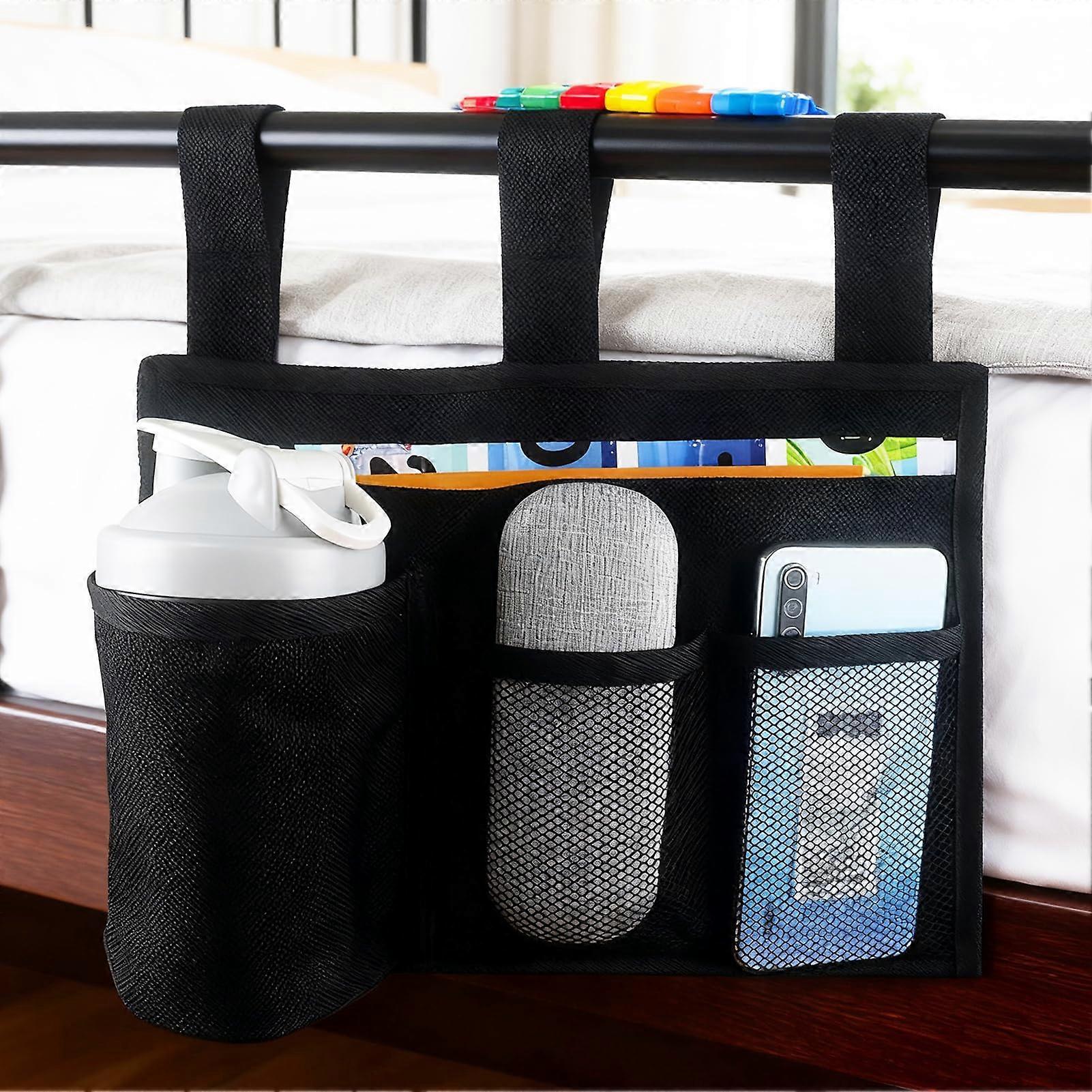 Bedside Caddy Organizer with 4 Pockets, Durable Oxford Fabric and Adjustable Straps for Dorm Bunk Bed