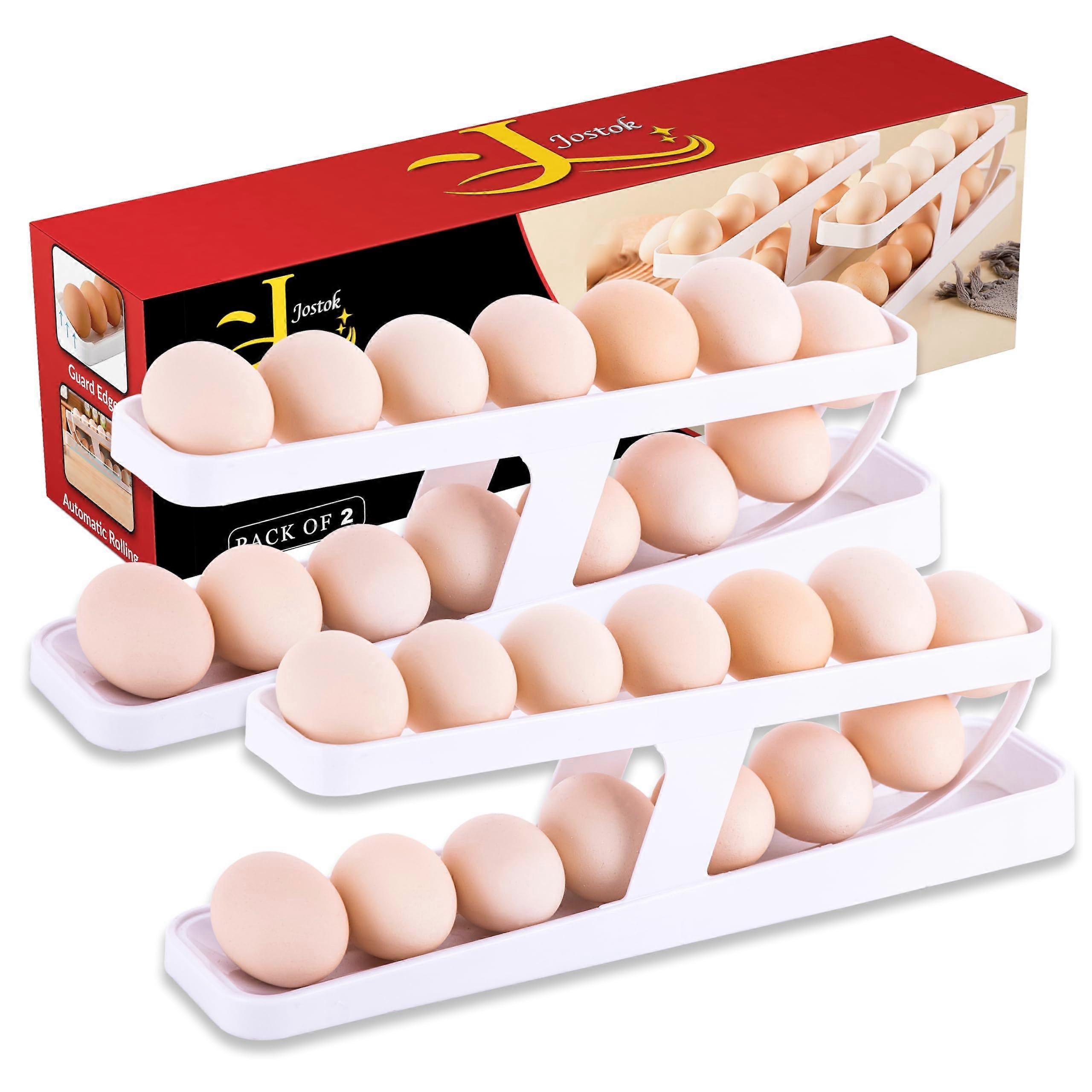 Egg Holder for Refrigerator, 2Tier Rolling Egg Dispenser, BPA  SpaceSaving Pack of 2