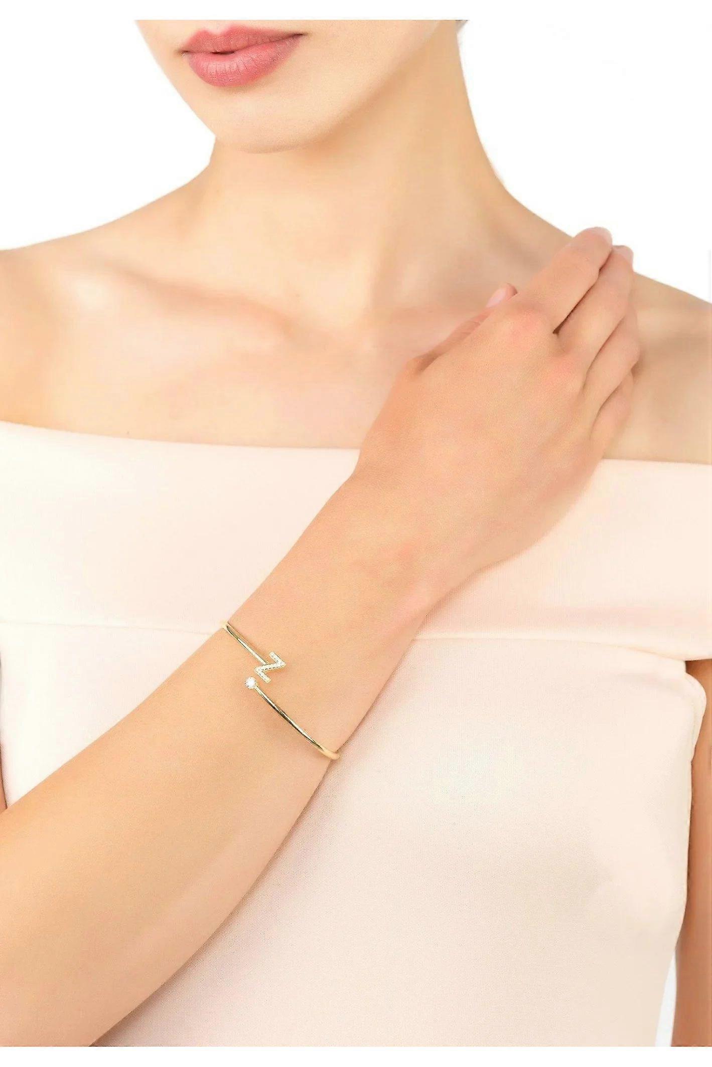 Latelita Γυναικείο 925 Ασήμι Αρχικό Βραχιόλι με Επιχρύσωση 22 καρατίων και Λευκά Ζιργκόν - Χρυσό