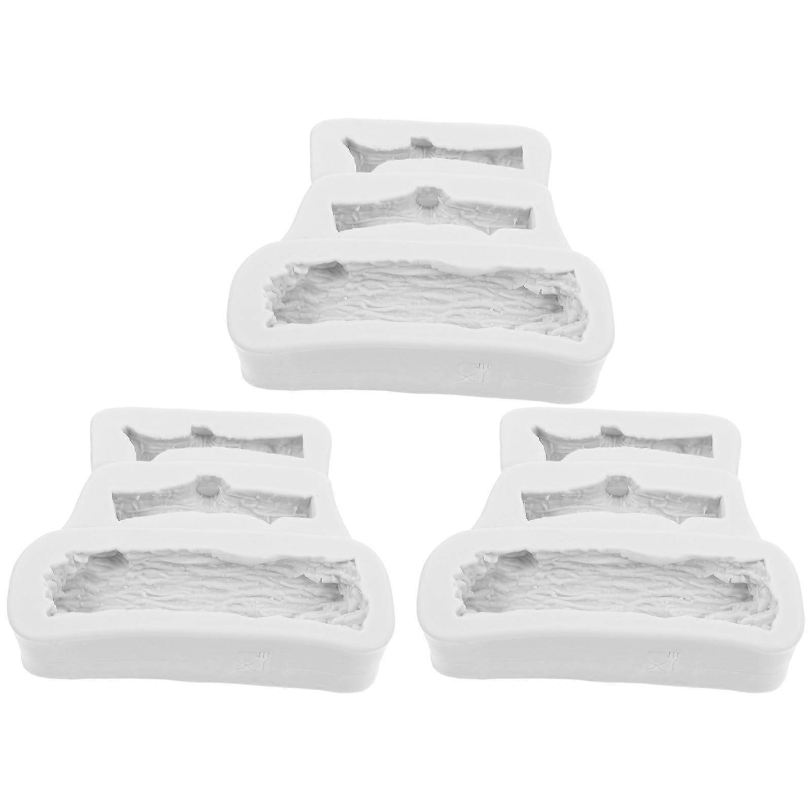 Tree Stump Silicone Fondant Mold Set 3pcs Gray Realistic Bark Texture for Cake Chocolate Candy Crafts