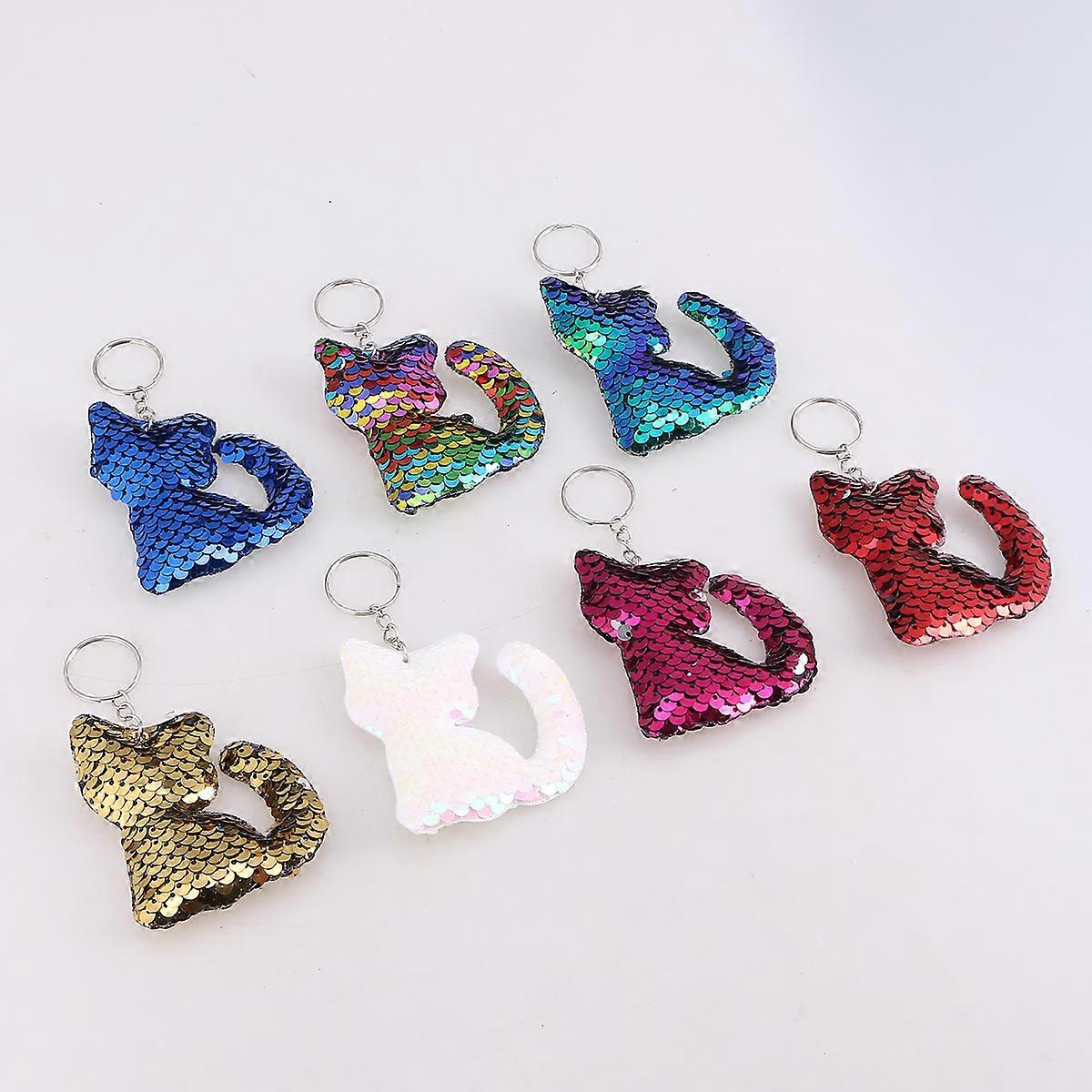 Creative Sequins Keychain Cat Keyring for Holding Keys 21Pcs Multicolor Set