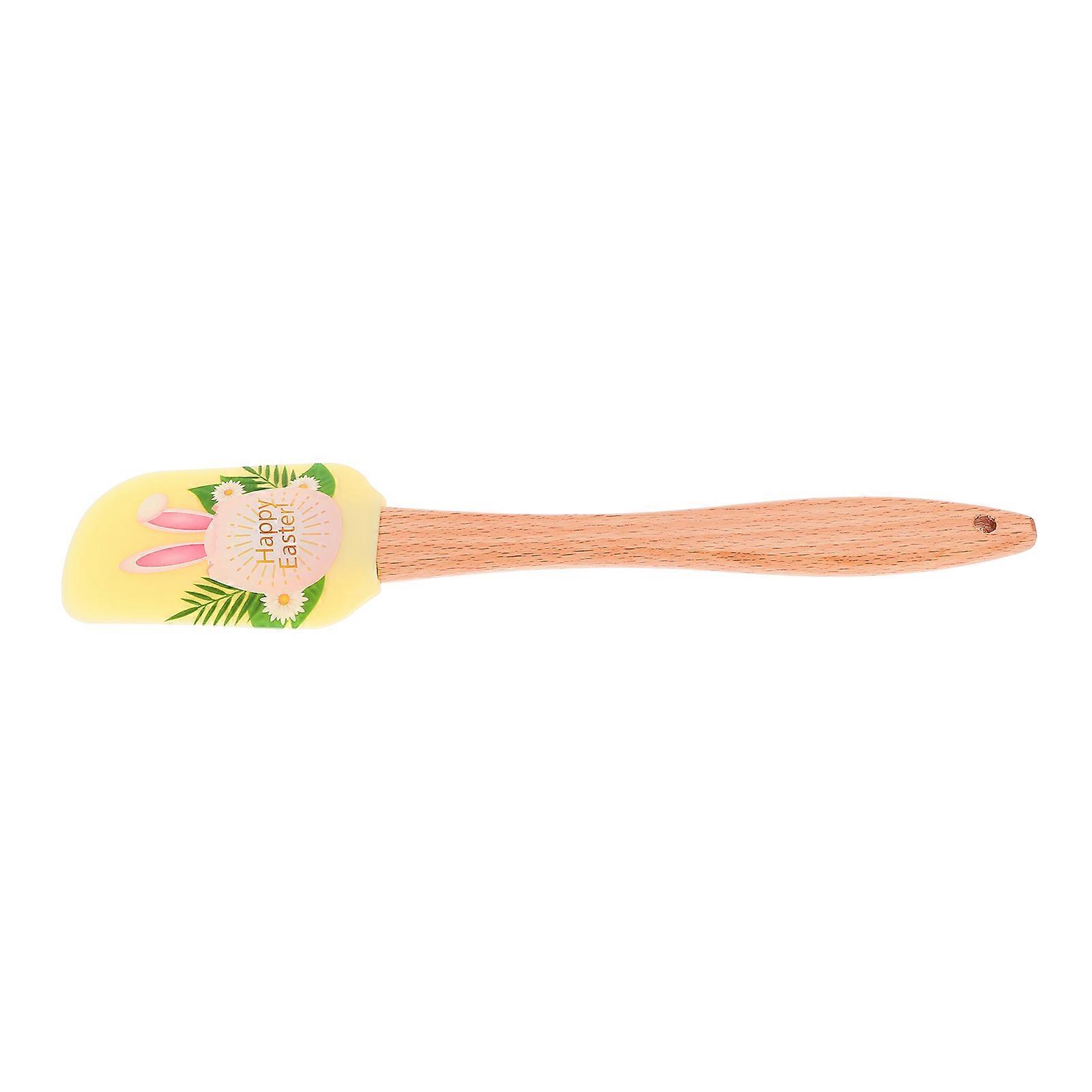 Yellow Easter Silicone Spatula with Wooden Handle for Cake Scraping