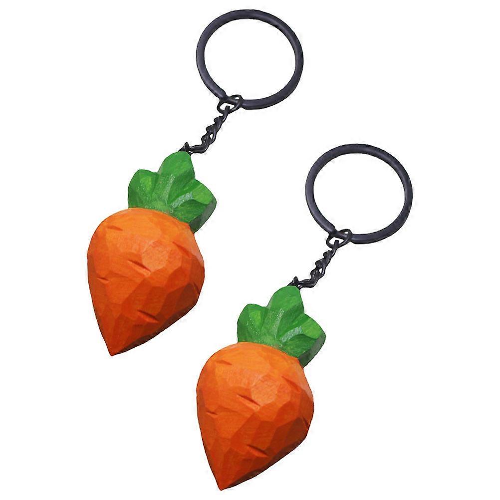 Carrot Pendant Key Chain for Decor 2Pcs Alloy Material