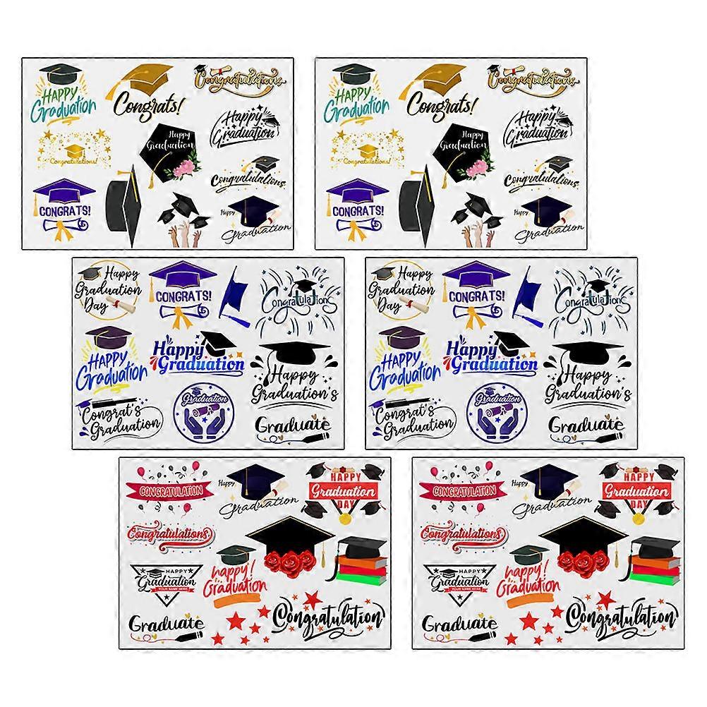 Body Stickers for Decoration Graduation Theme 6 Sheets Latex