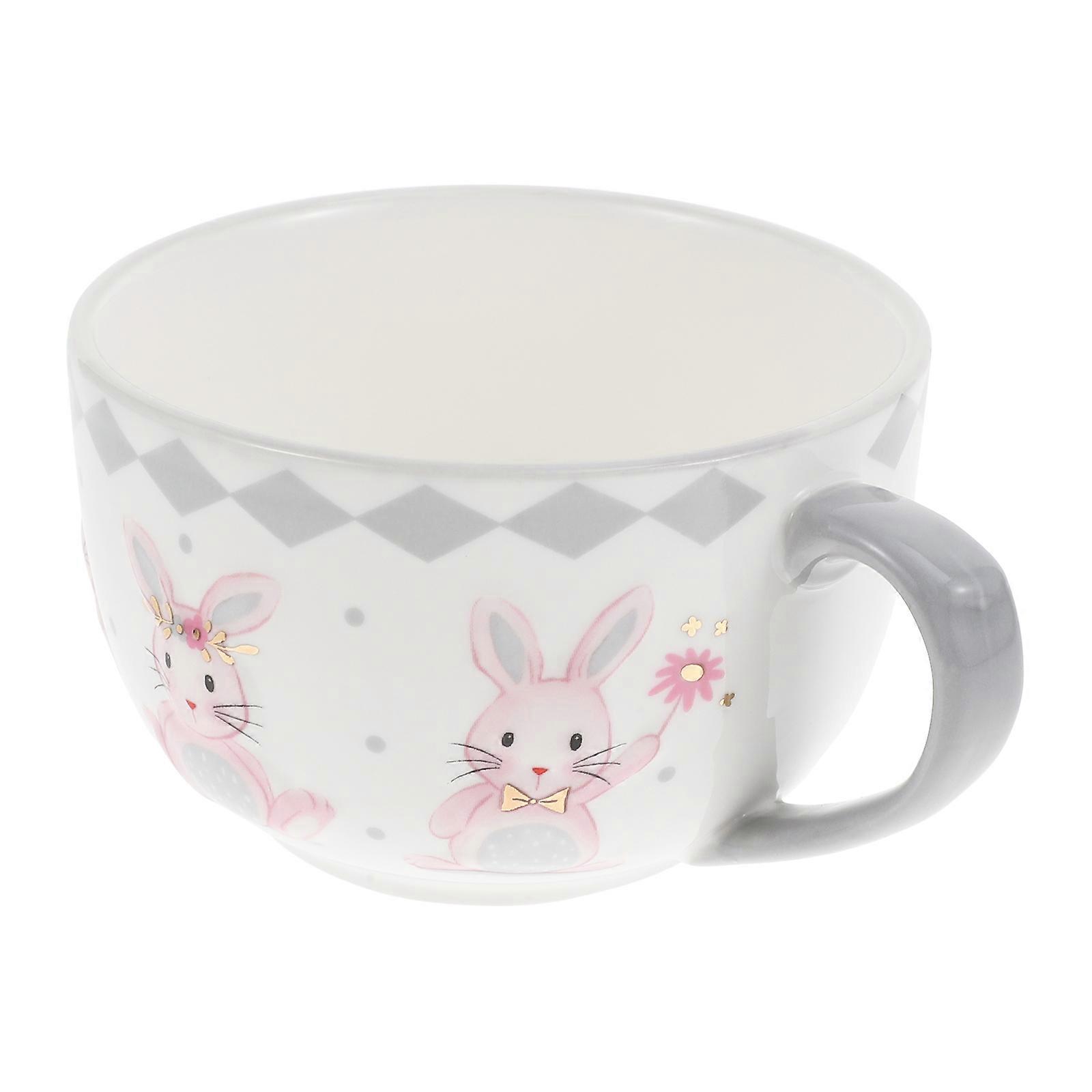 Rabbit Pattern Soup Bowl for Porridge Use 3Pcs Creative Ceramic