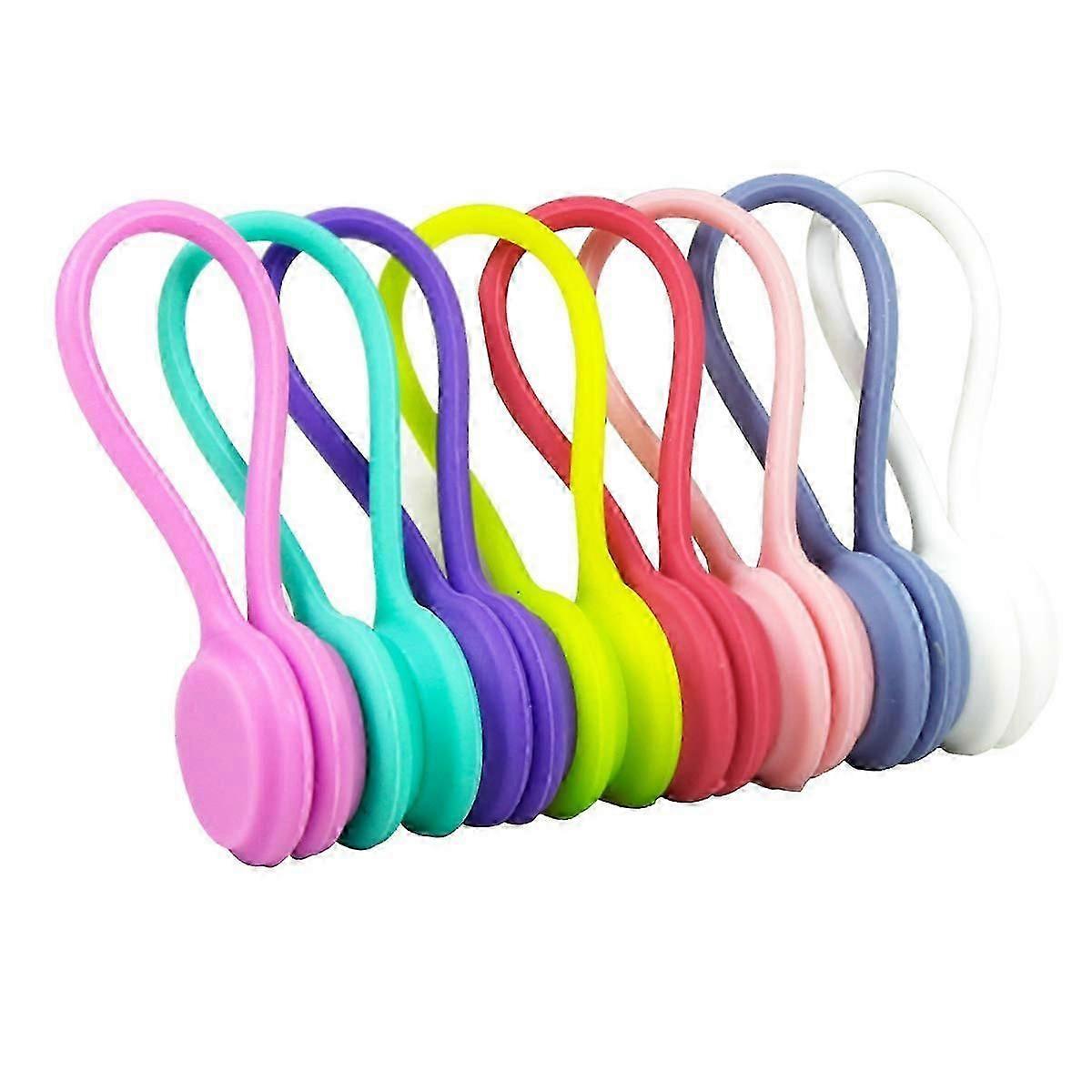 8 pcs Magnetic Cable Clips Fastening Cable Ties Straps Wire Twist Ties