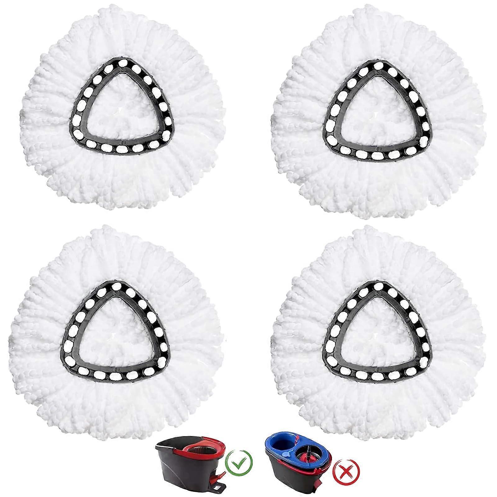 Replacement Heads for OCedar Spin Mop 4 Pack, Microfiber Mop Refills for Floor Cleaning, EasyWring Compatible