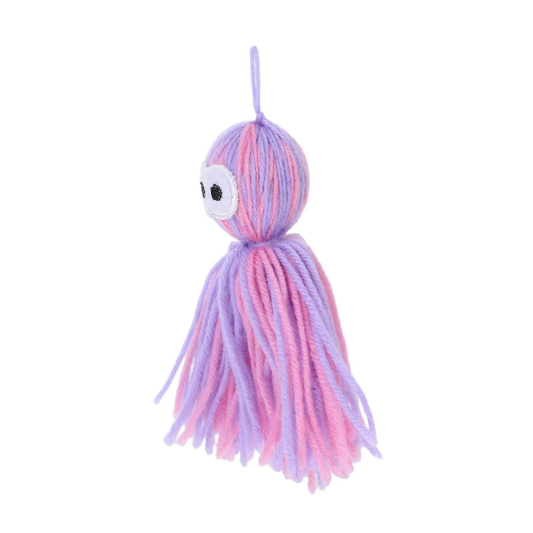Cat Wand Toy with Safe Yarn Construction and Replaceable Teaser Head for Interactive Play Violet
