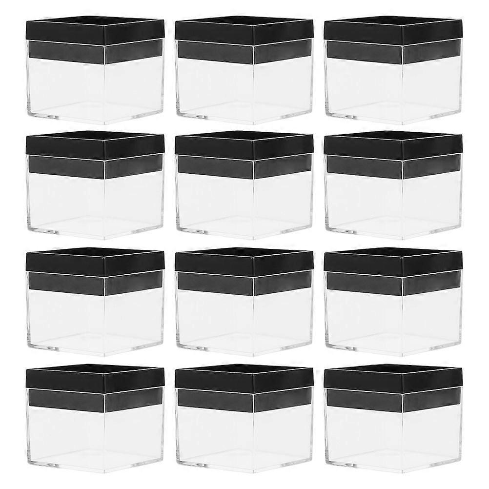 12pcs Transparent Plastic Square Box Mineral Specimen Collection Box Storage Box