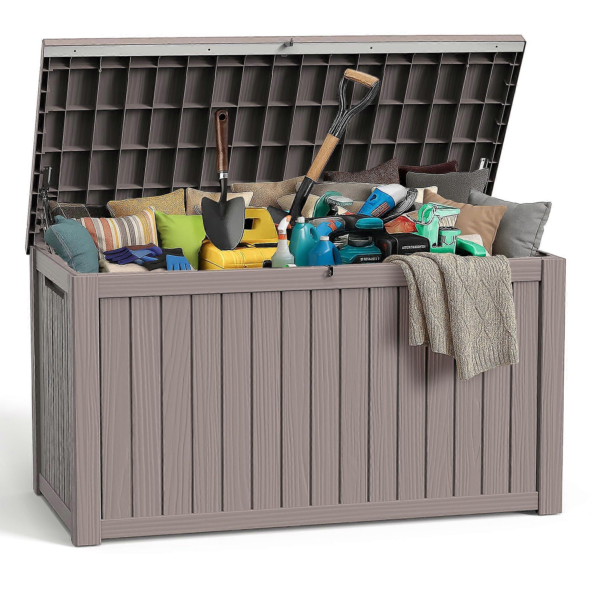 Outdoor Storage Box Waterproof Deck Storage Bench 280 Gallon Large Capacity UV Resistant Lockable